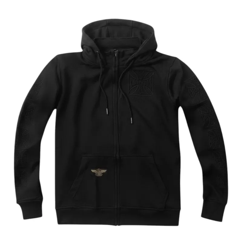 WCC DOMINATOR EMBROIDERED ZIP HOODY - BLACK made by West Coast Choppers