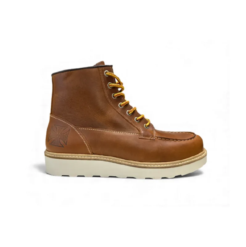 WCC RIGID LEATHER BOOTS - COGNAC made by West Coast Choppers