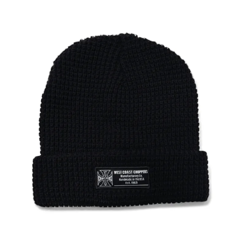 WCC WAFFLE CUFF BEANIE - BLACK made by West Coast Choppers