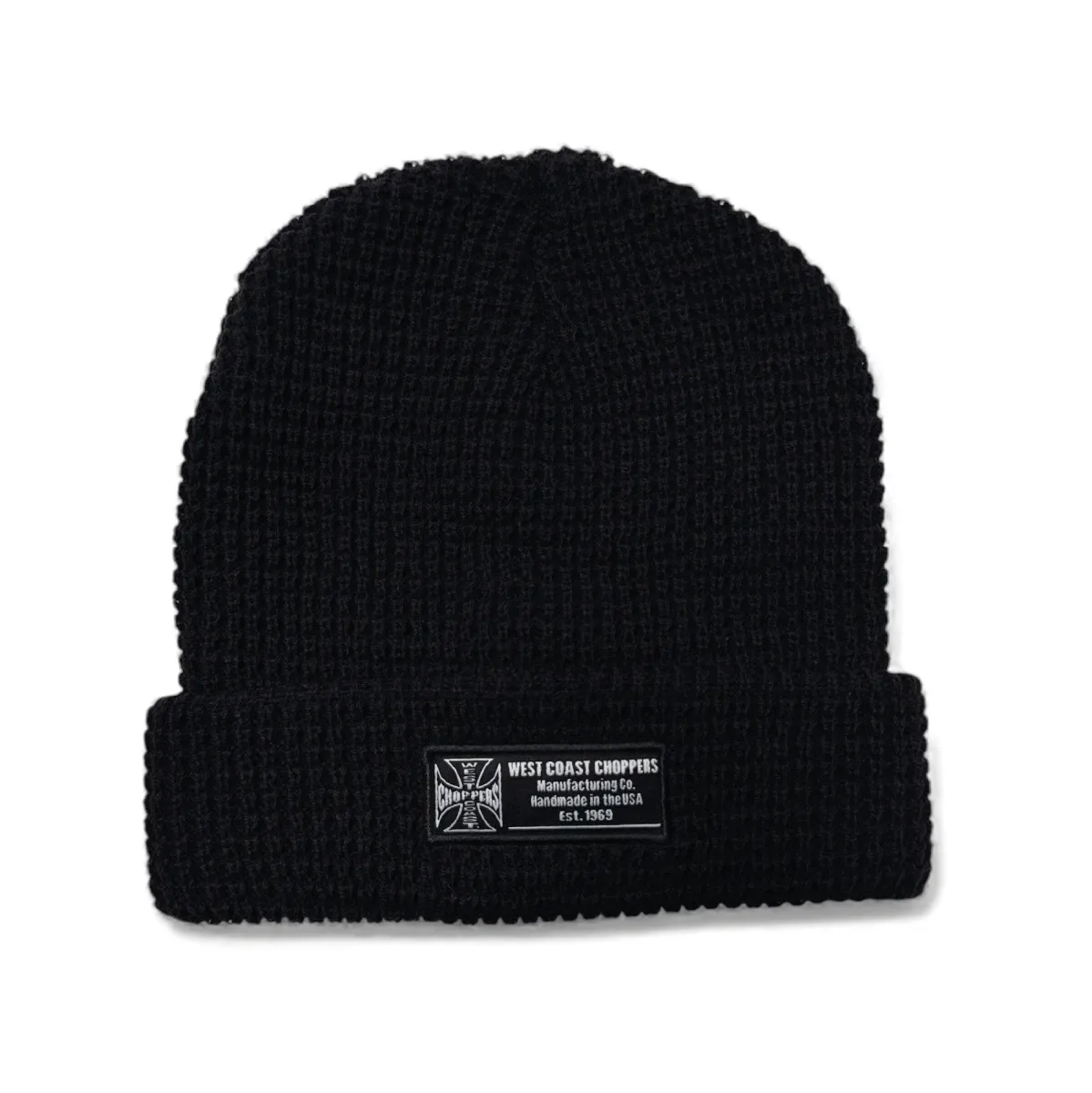 WCC WAFFLE CUFF BEANIE - BLACK sold by West Coast Choppers