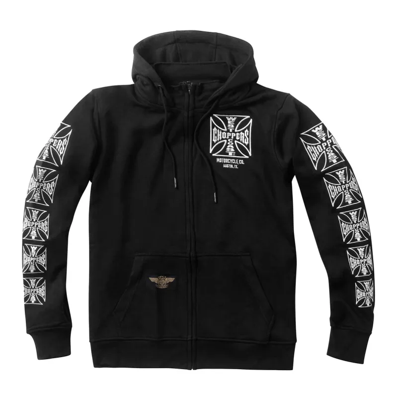 WCC DOMINATOR EMBROIDERED ZIP HOODY - BLACK made by West Coast Choppers