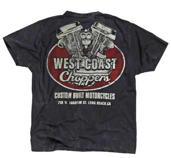 West Coast Choppers Panhead Tee - Vintage Blue sold by West Coast Choppers