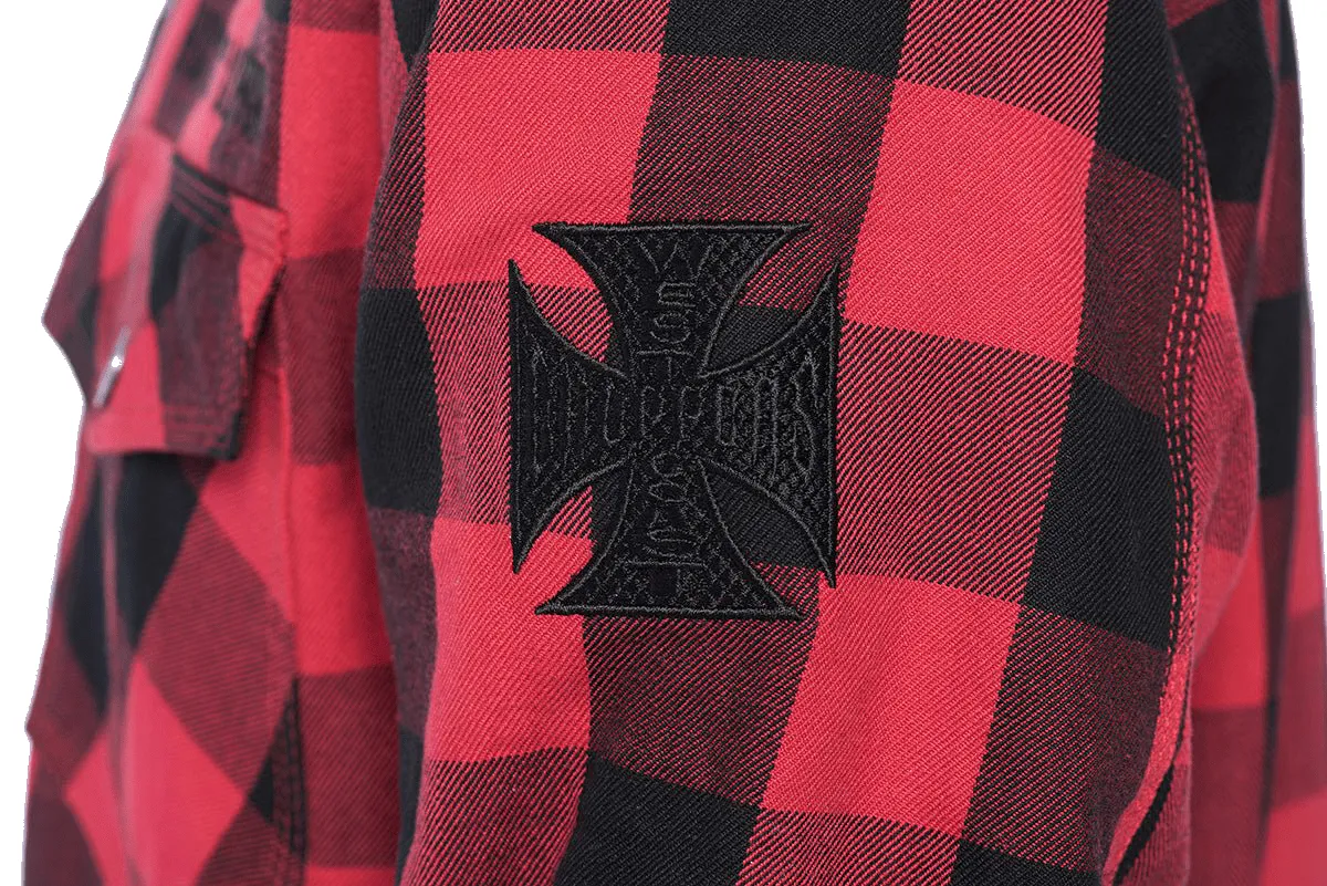 WCC - DOMINATOR KEVLAR RIDING FLANEL SHIRT - RED/BLACK sold by West Coast Choppers product image thumbnail 3