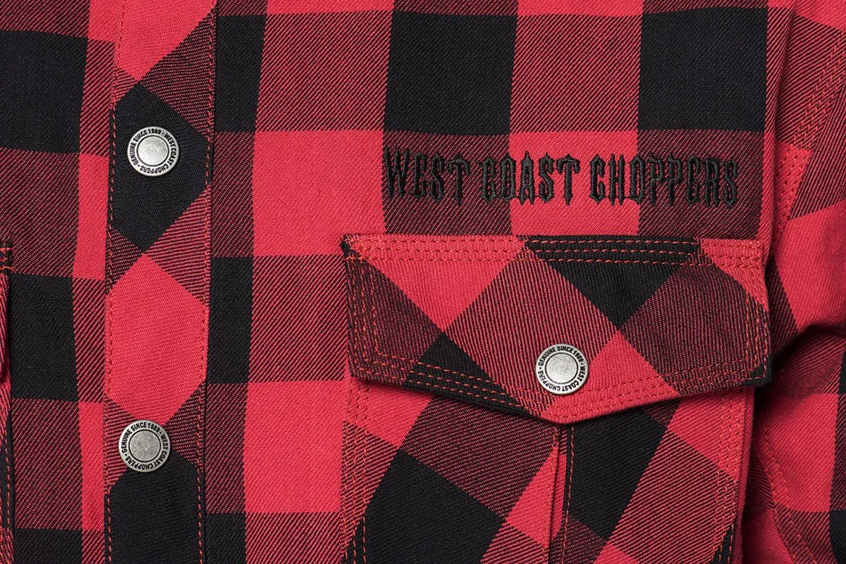 WCC - DOMINATOR KEVLAR RIDING FLANEL SHIRT - RED/BLACK sold by West Coast Choppers product image thumbnail 4