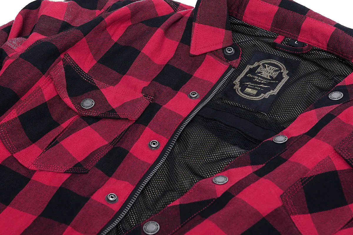 WCC - DOMINATOR KEVLAR RIDING FLANEL SHIRT - RED/BLACK sold by West Coast Choppers product image thumbnail 5