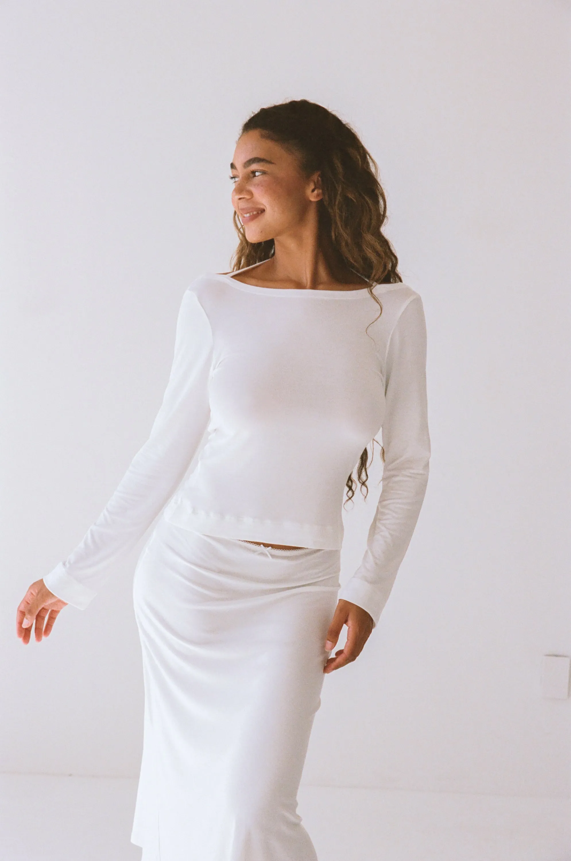 COWL BACK LONG SLEEVE IN CLOUD sold by Ratboi product image thumbnail 4