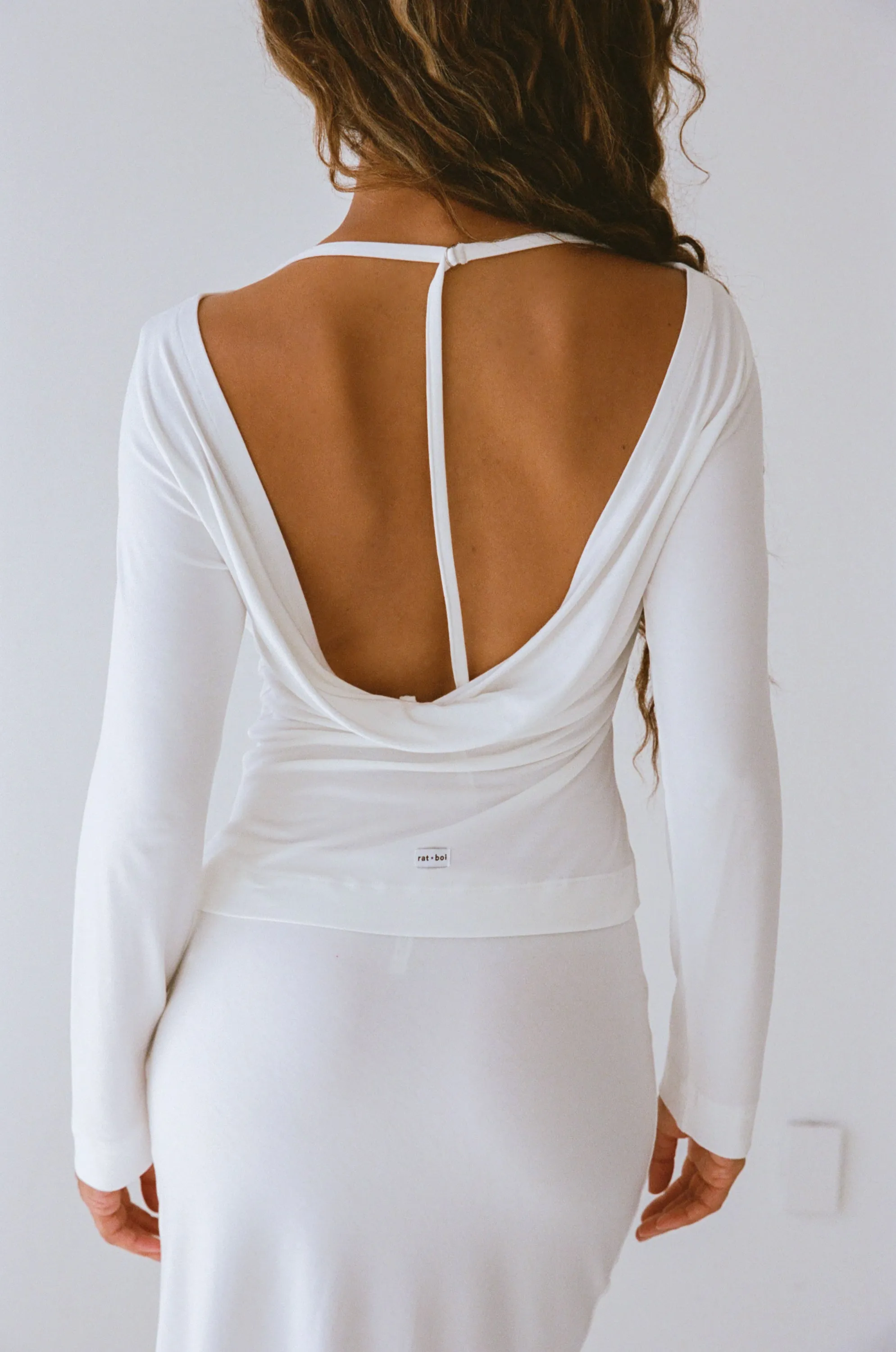 COWL BACK LONG SLEEVE IN CLOUD sold by Ratboi product image thumbnail 2