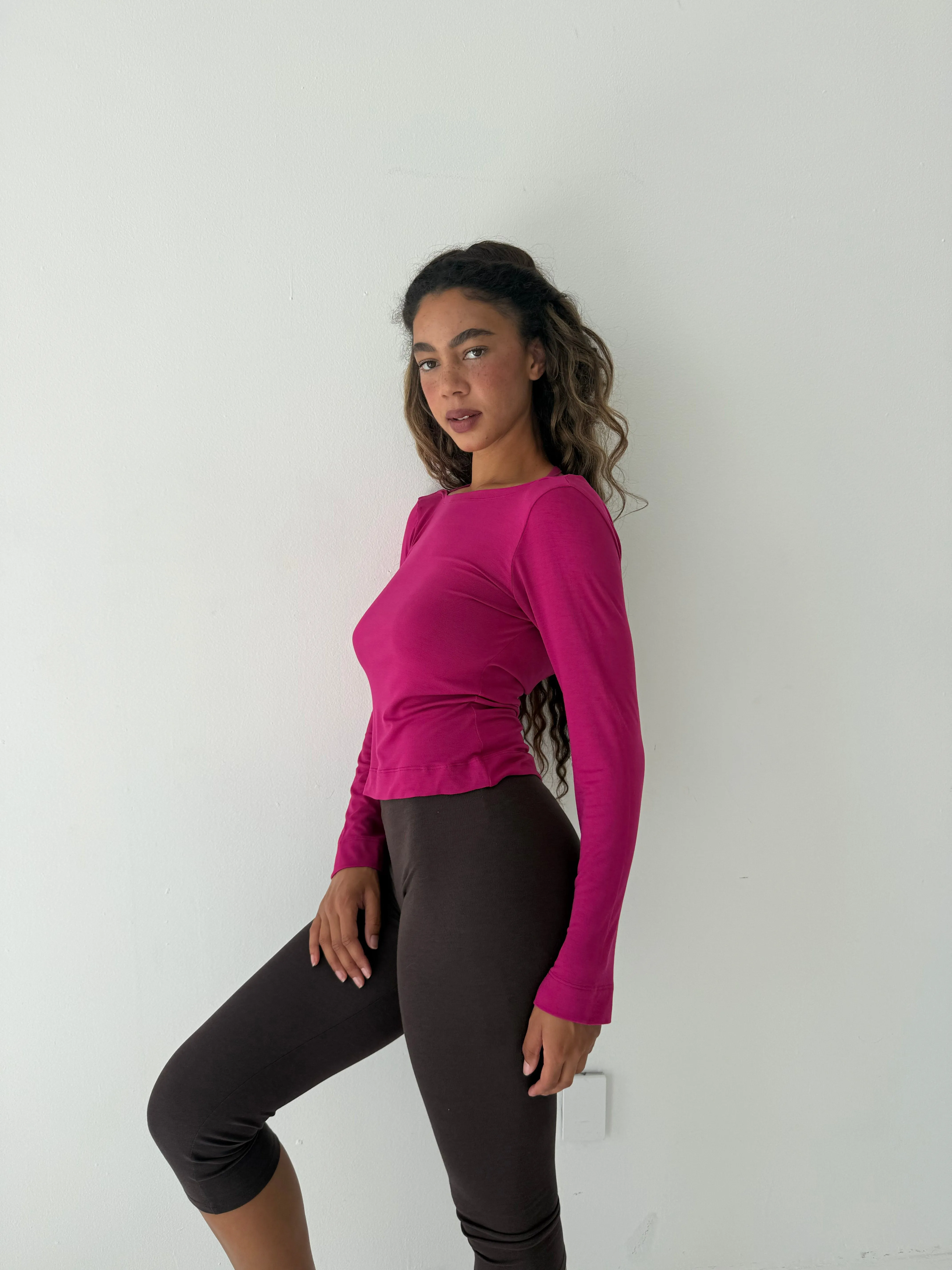 COWL BACK LONG SLEEVE IN MAGENTA sold by Ratboi product image thumbnail 3