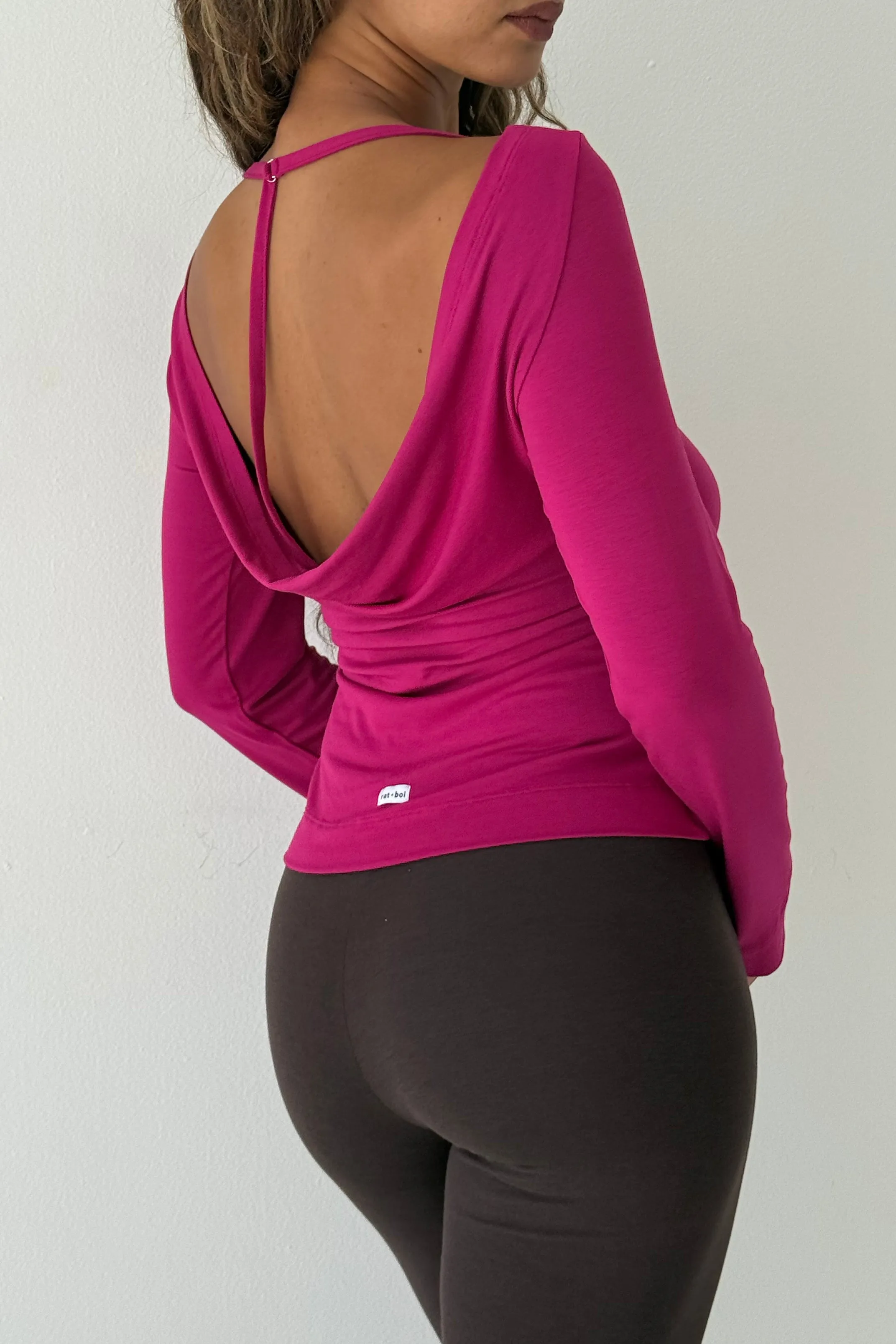 COWL BACK LONG SLEEVE IN MAGENTA sold by Ratboi product image thumbnail 2