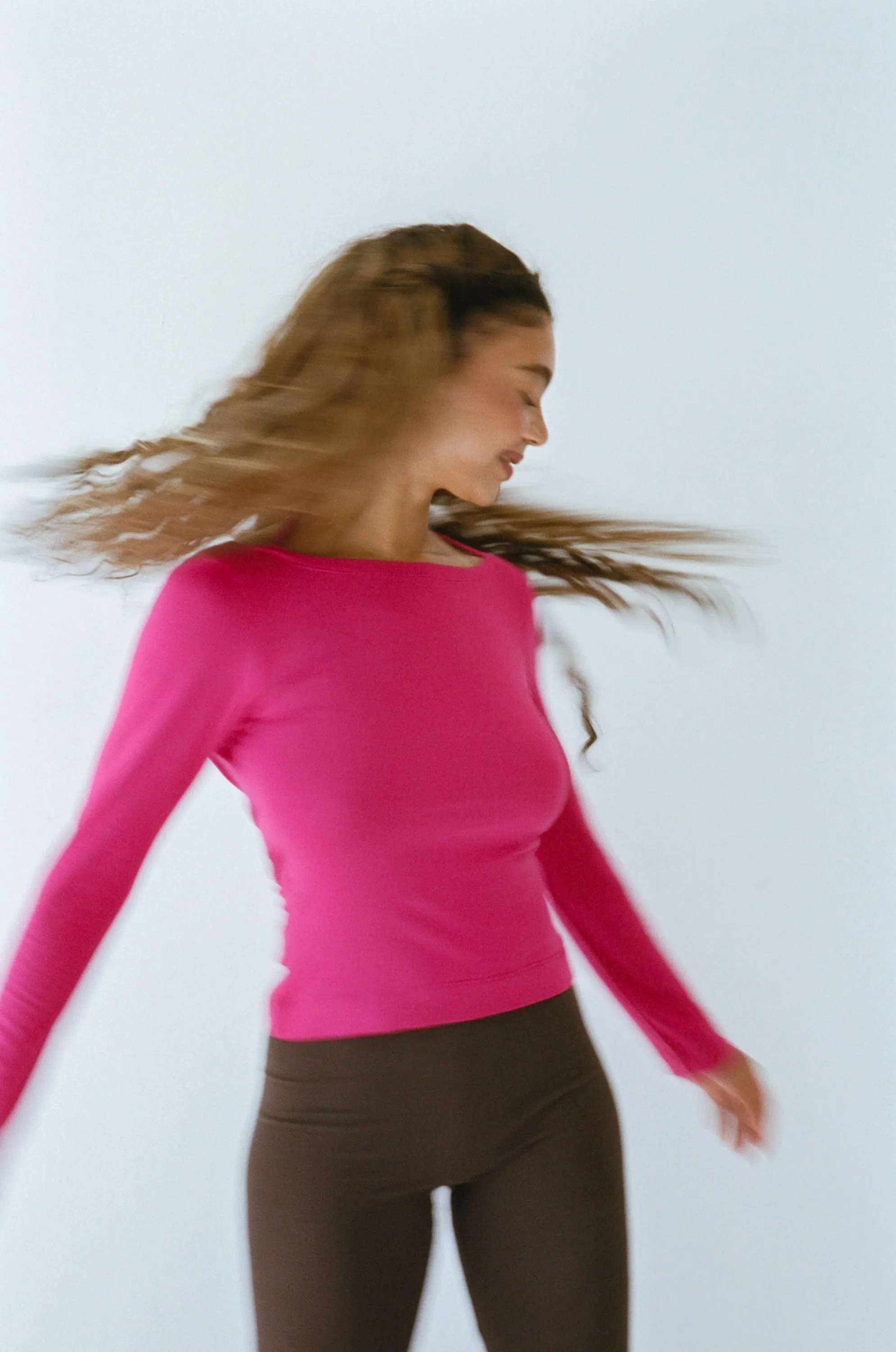 COWL BACK LONG SLEEVE IN MAGENTA sold by Ratboi product image thumbnail 5
