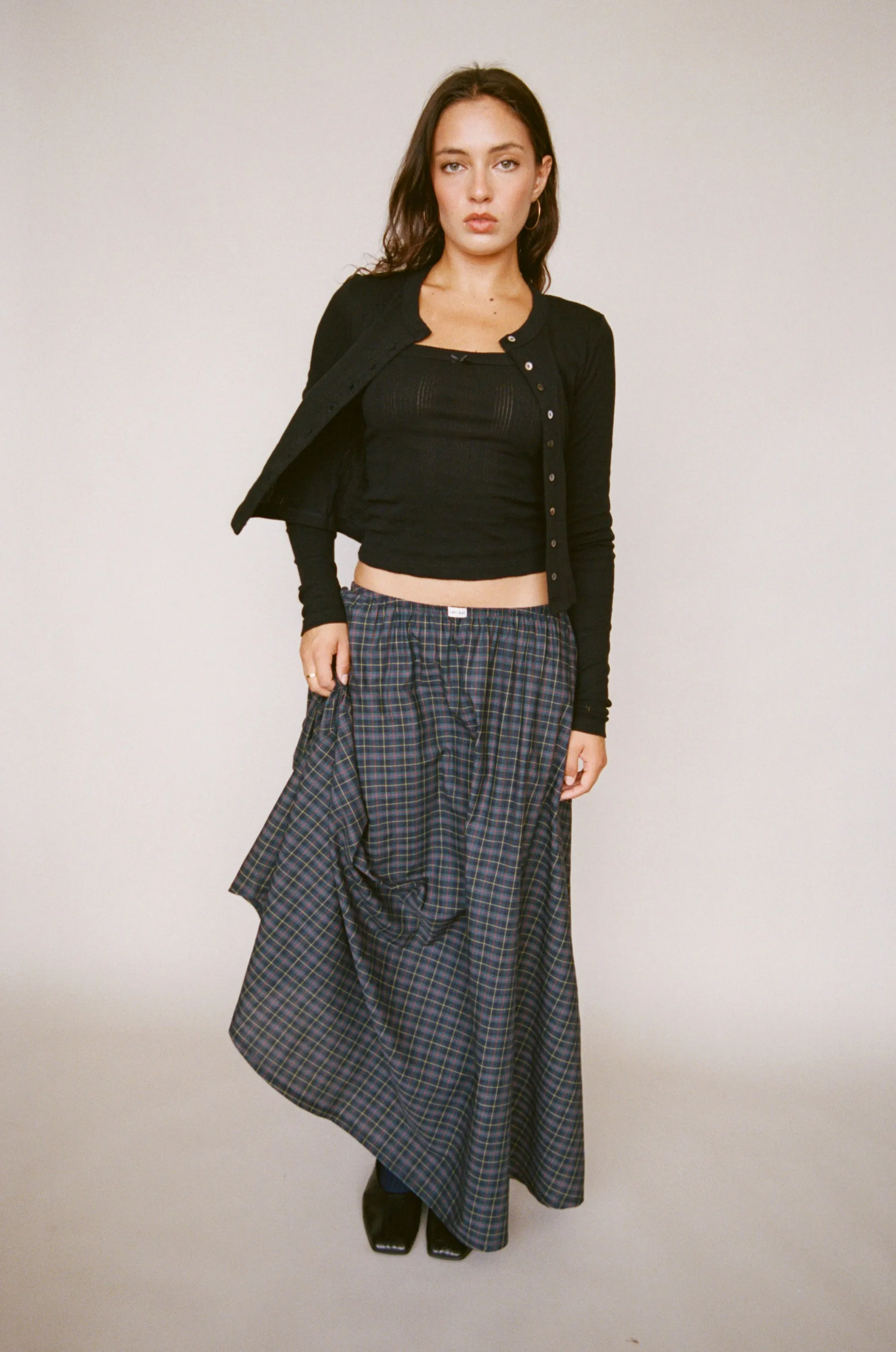 POINTELLE CARDIGAN IN ONYX sold by Ratboi product image thumbnail 4