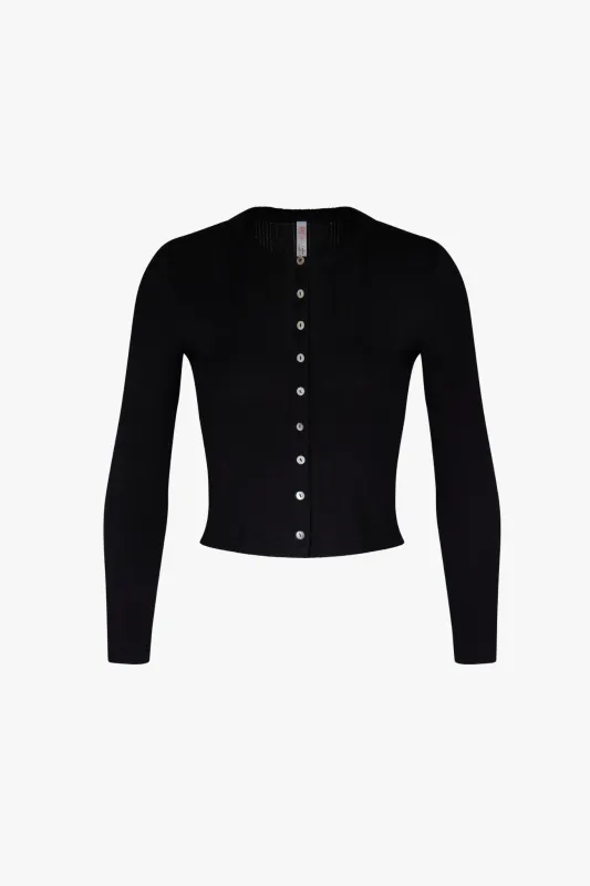 POINTELLE CARDIGAN IN ONYX made by Ratboi