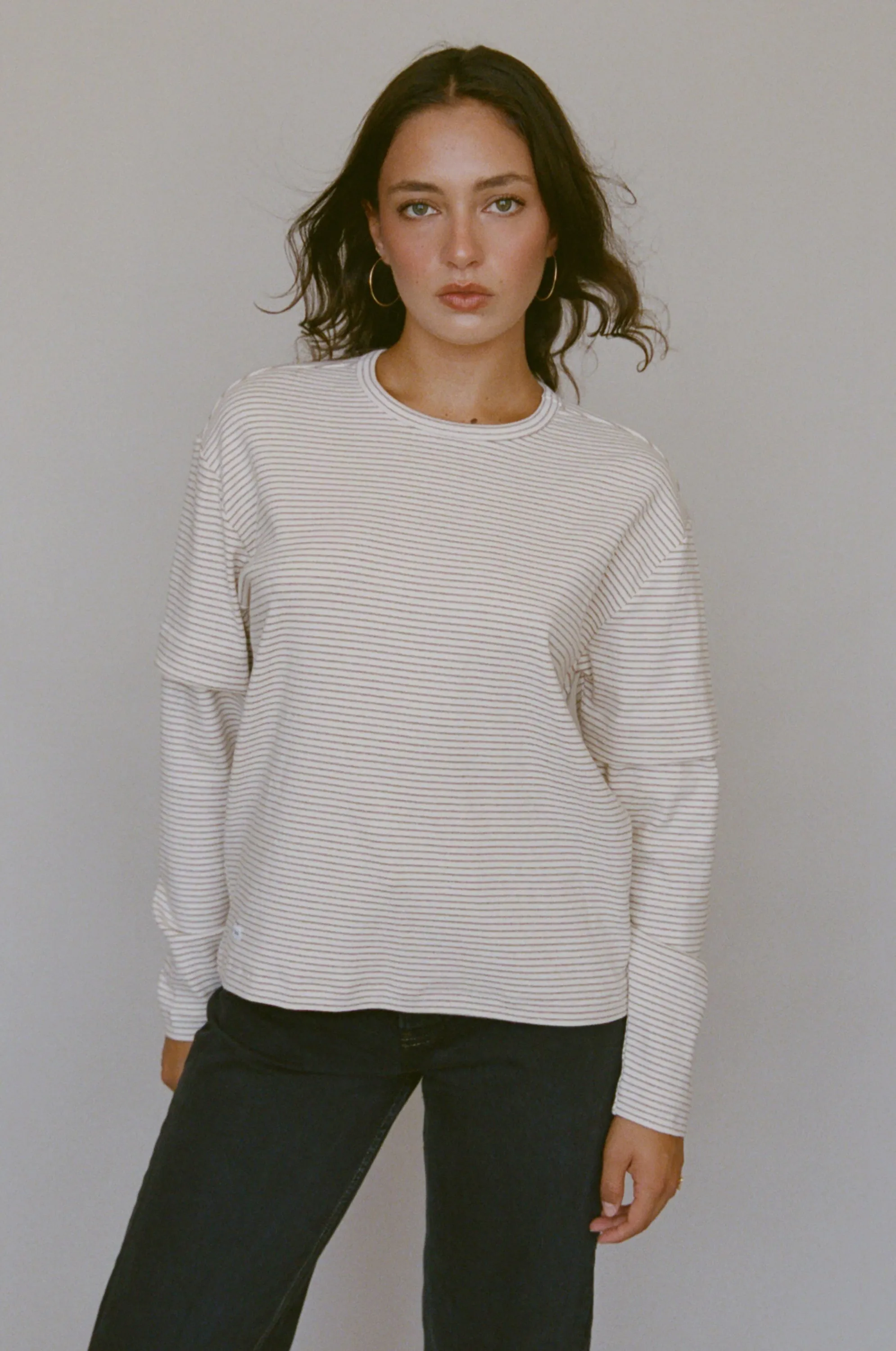 SKATE LONG SLEEVE IN ECRU STRIPE sold by Ratboi product image thumbnail 4