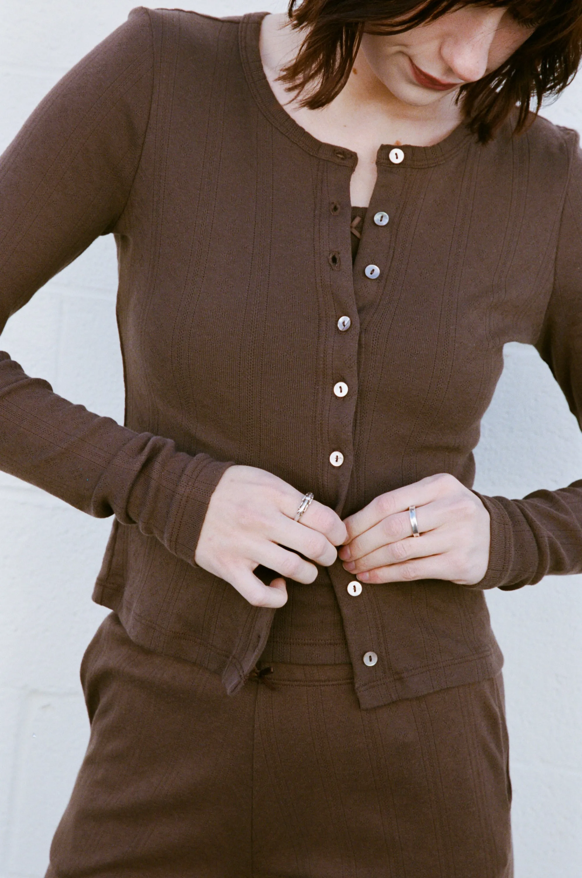 POINTELLE CARDIGAN IN COCOA sold by Ratboi product image thumbnail 2