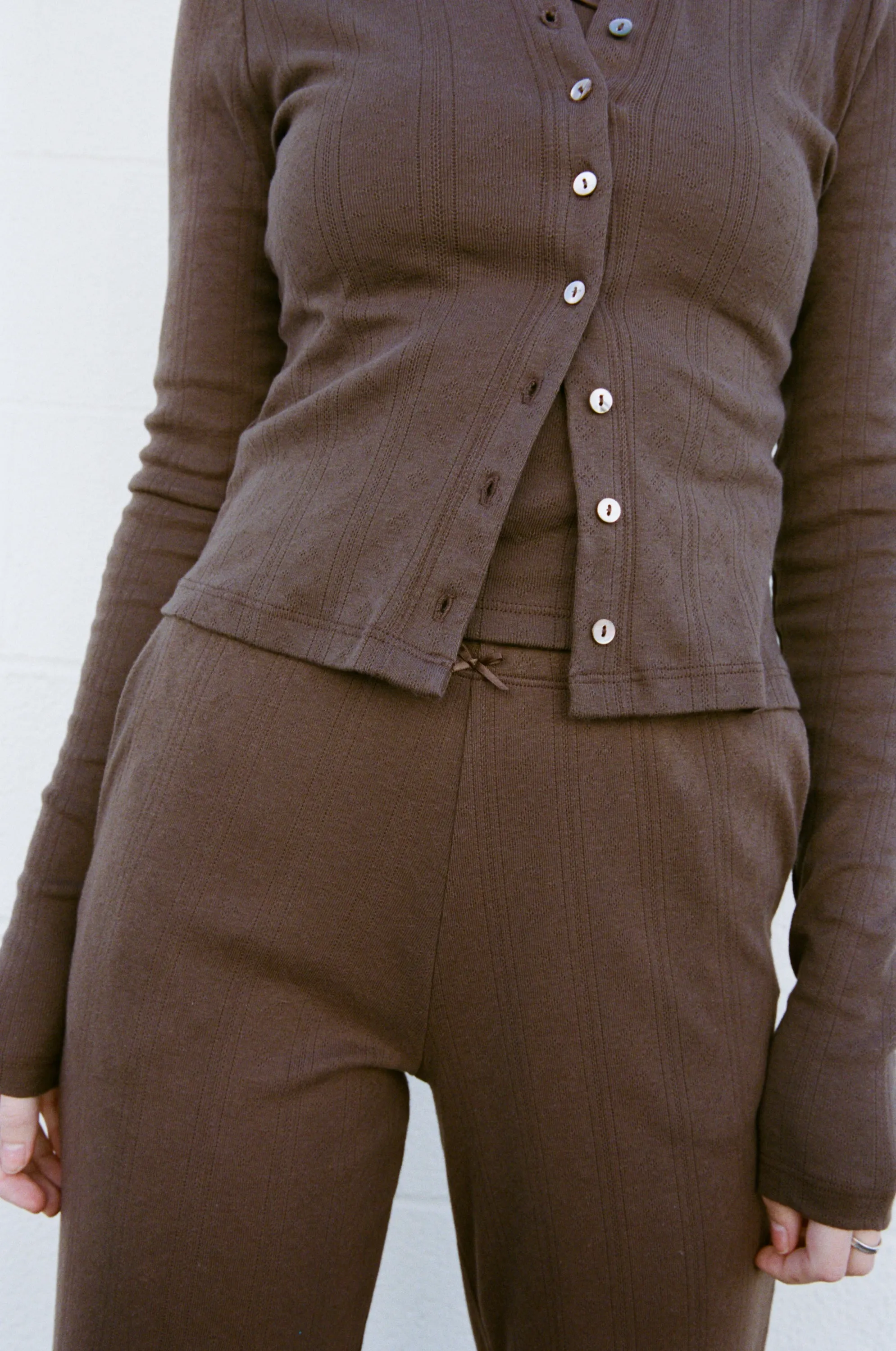 POINTELLE CARDIGAN IN COCOA sold by Ratboi product image thumbnail 4