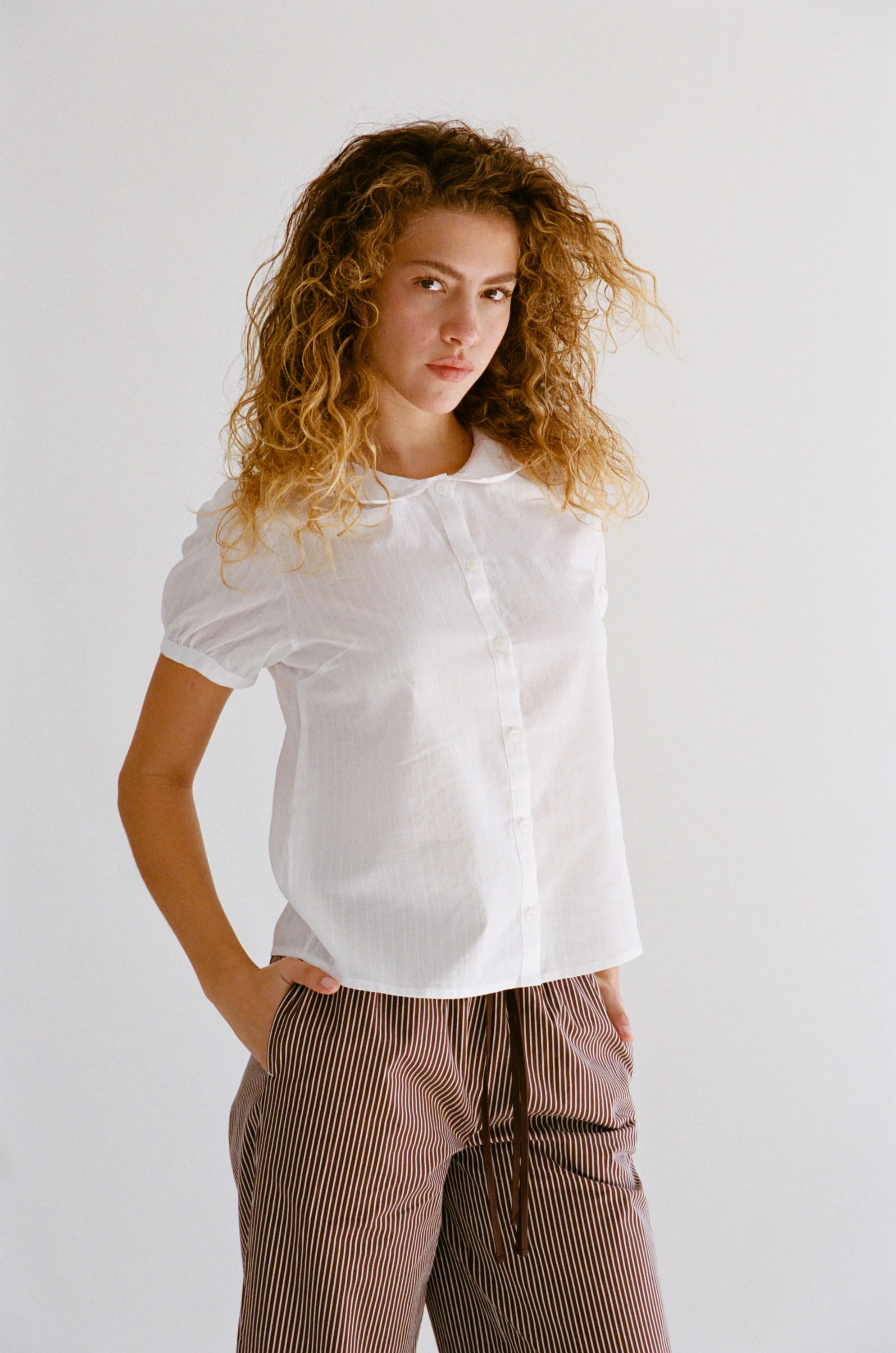PUFF SLEEVE BUTTON DOWN IN CLOUD DOBBY sold by Ratboi product image thumbnail 3