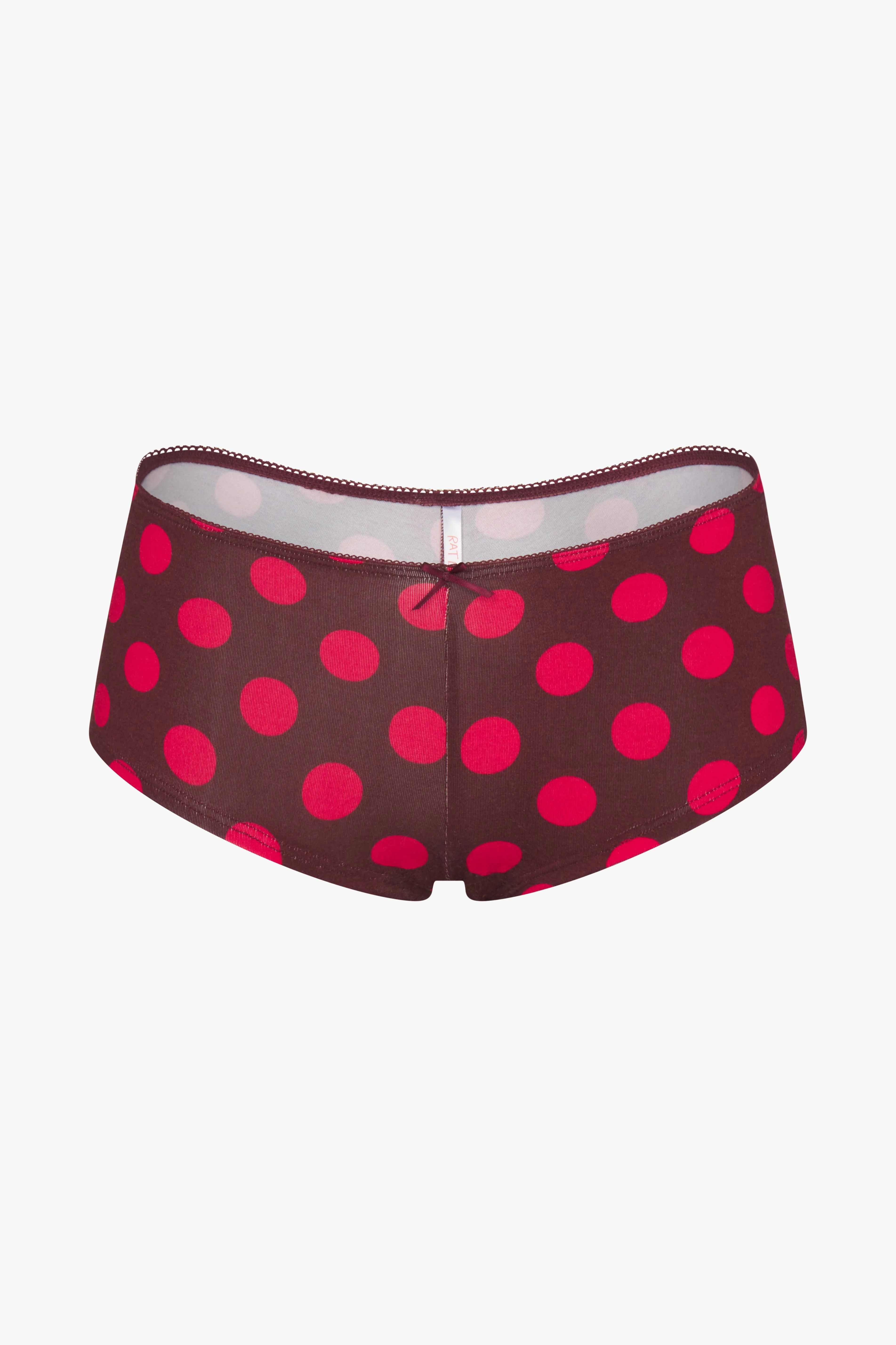 LOW RISE SHORTY BOI BRIEF IN SCARLET DOT sold by Ratboi