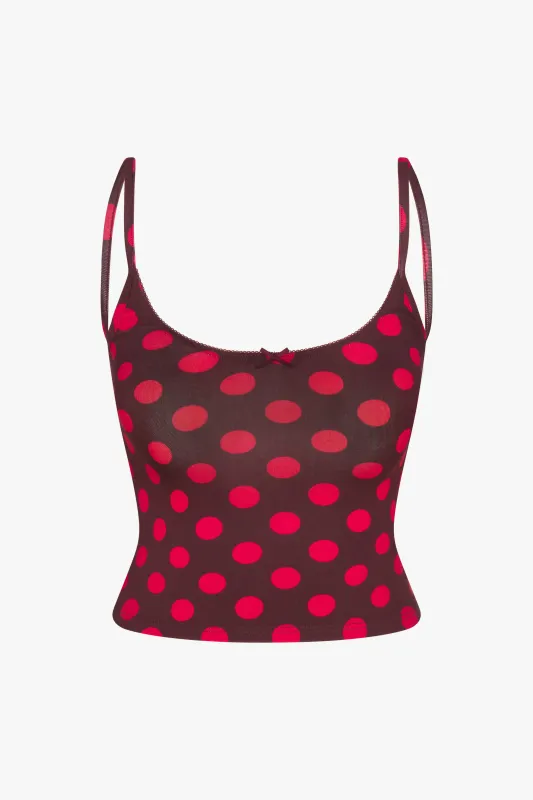 SCOOP BACK CAMI IN SCARLET DOT made by Ratboi