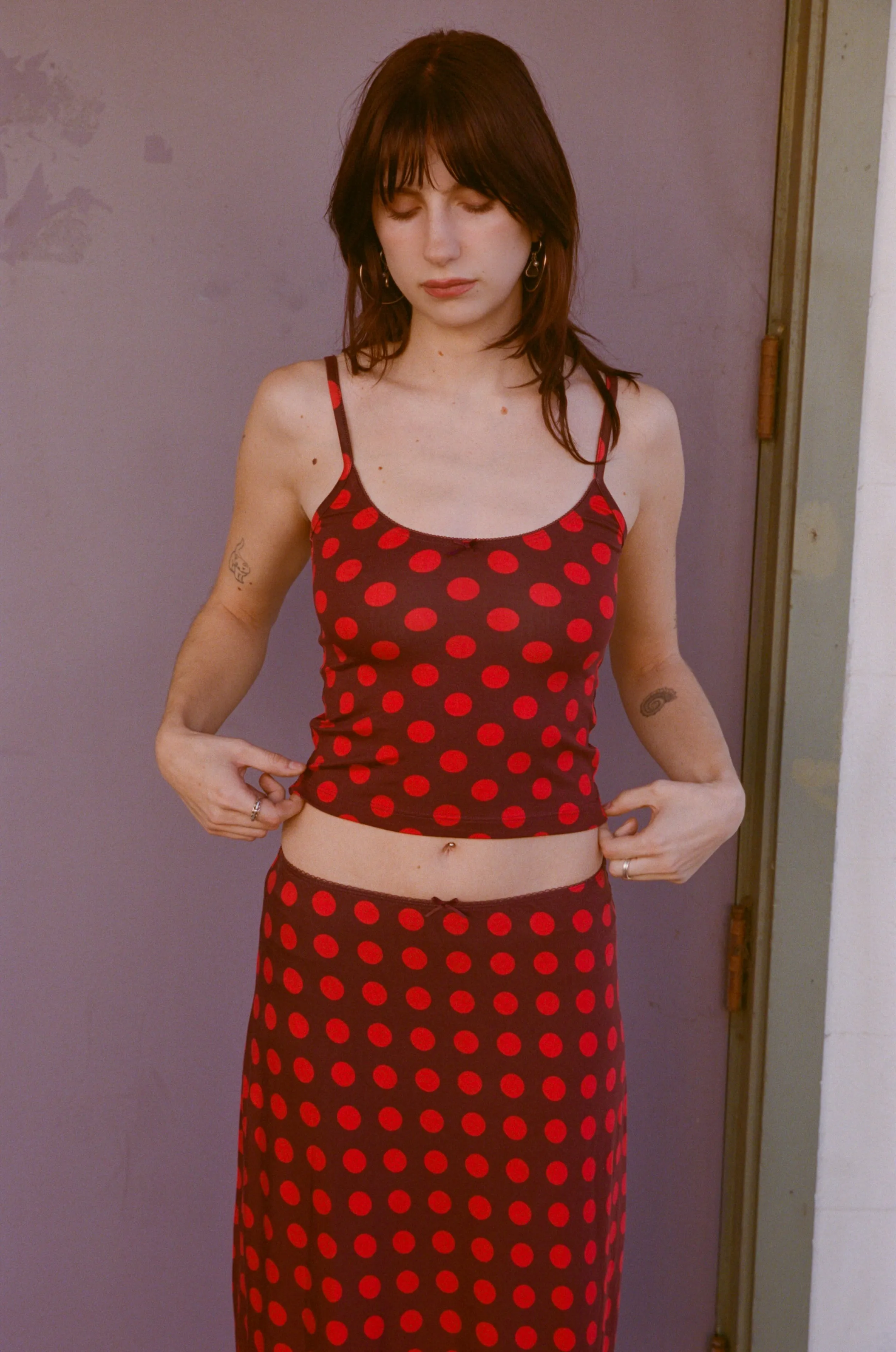 SCOOP BACK CAMI IN SCARLET DOT sold by Ratboi product image thumbnail 2
