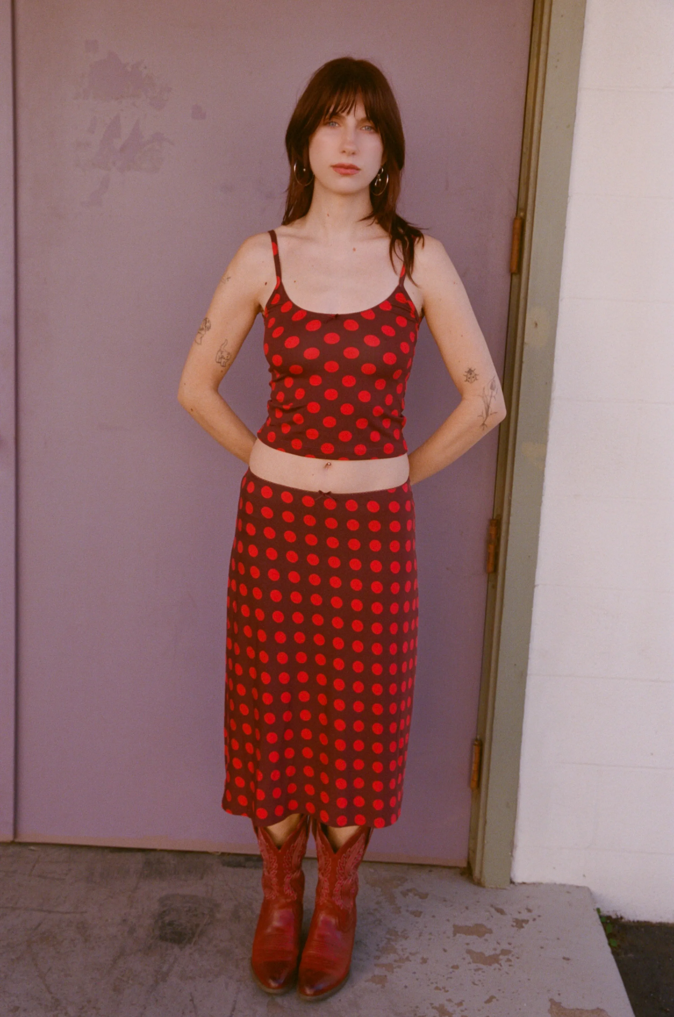 SCOOP BACK CAMI IN SCARLET DOT sold by Ratboi product image thumbnail 4