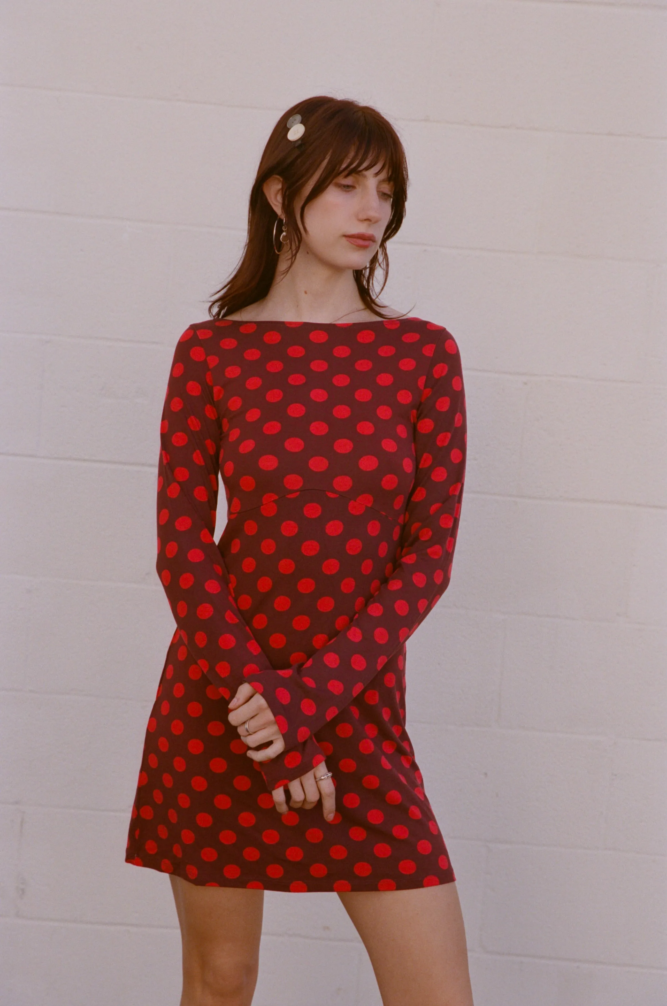 BOATNECK DRESS IN SCARLET DOT sold by Ratboi product image thumbnail 5