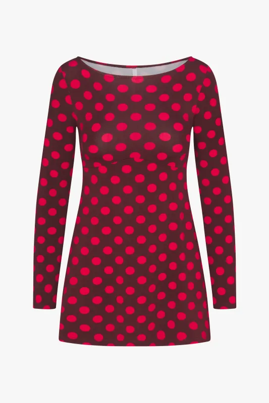 BOATNECK DRESS IN SCARLET DOT made by Ratboi