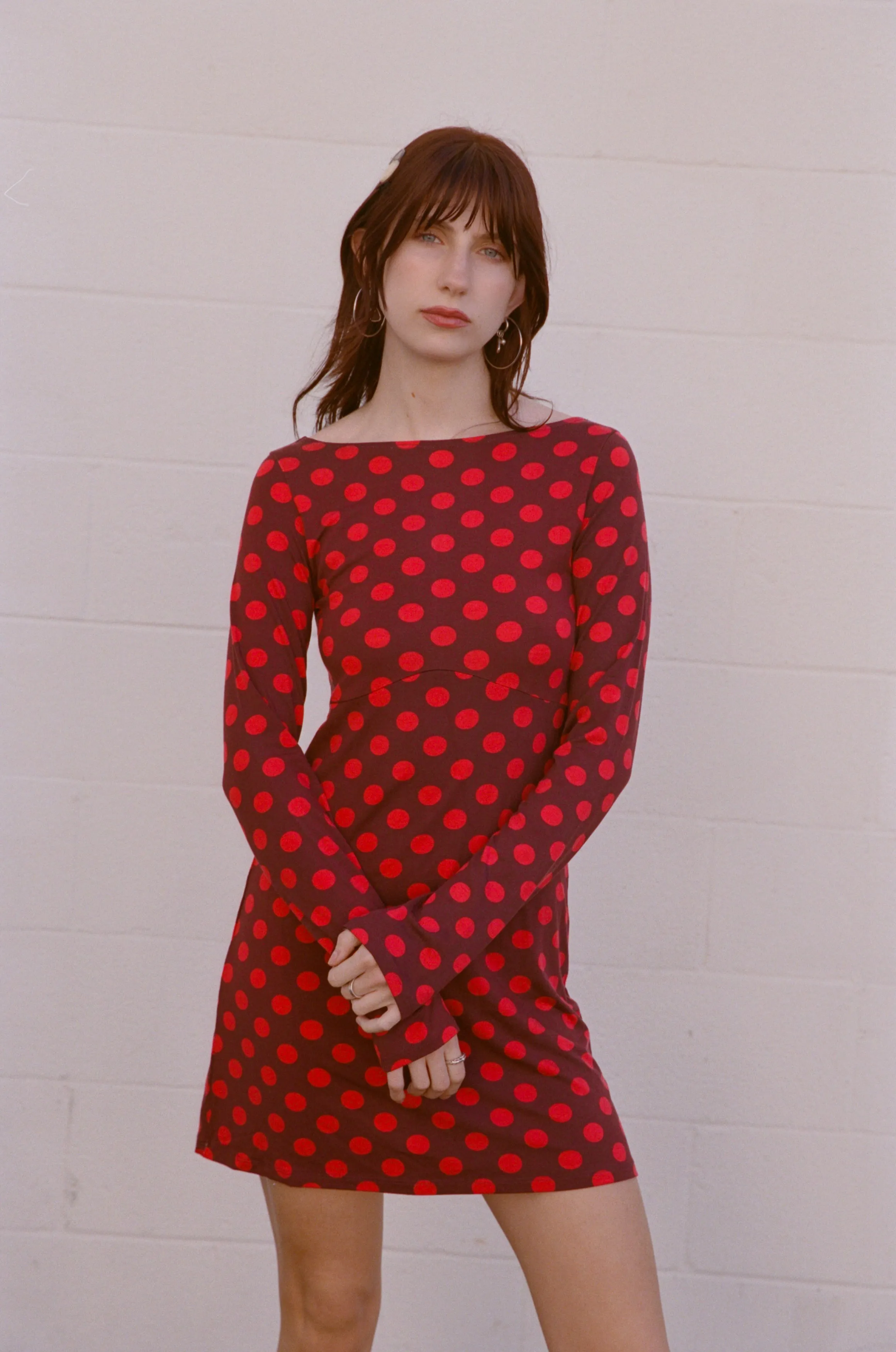 BOATNECK DRESS IN SCARLET DOT sold by Ratboi product image thumbnail 2