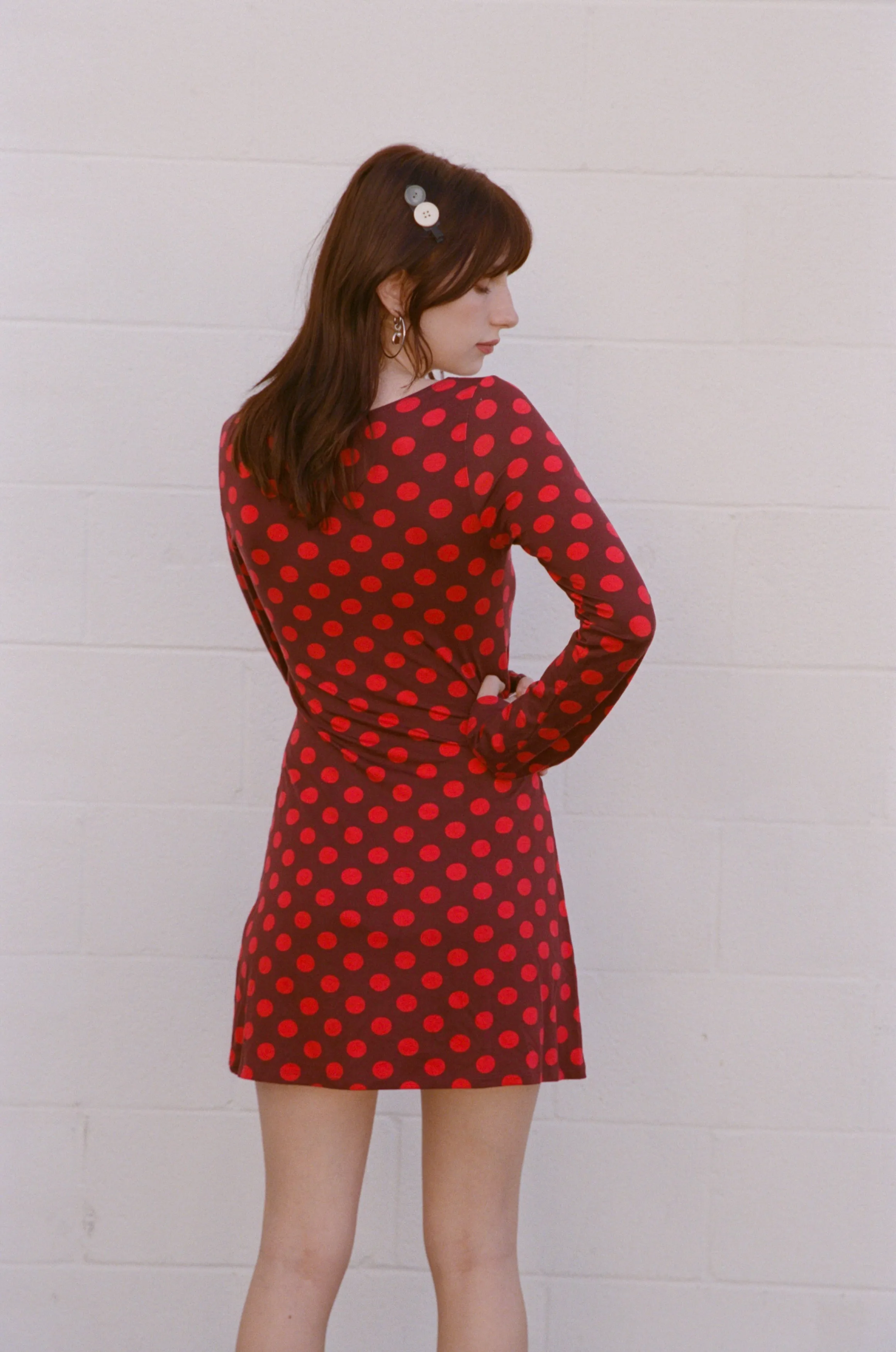 BOATNECK DRESS IN SCARLET DOT sold by Ratboi product image thumbnail 3