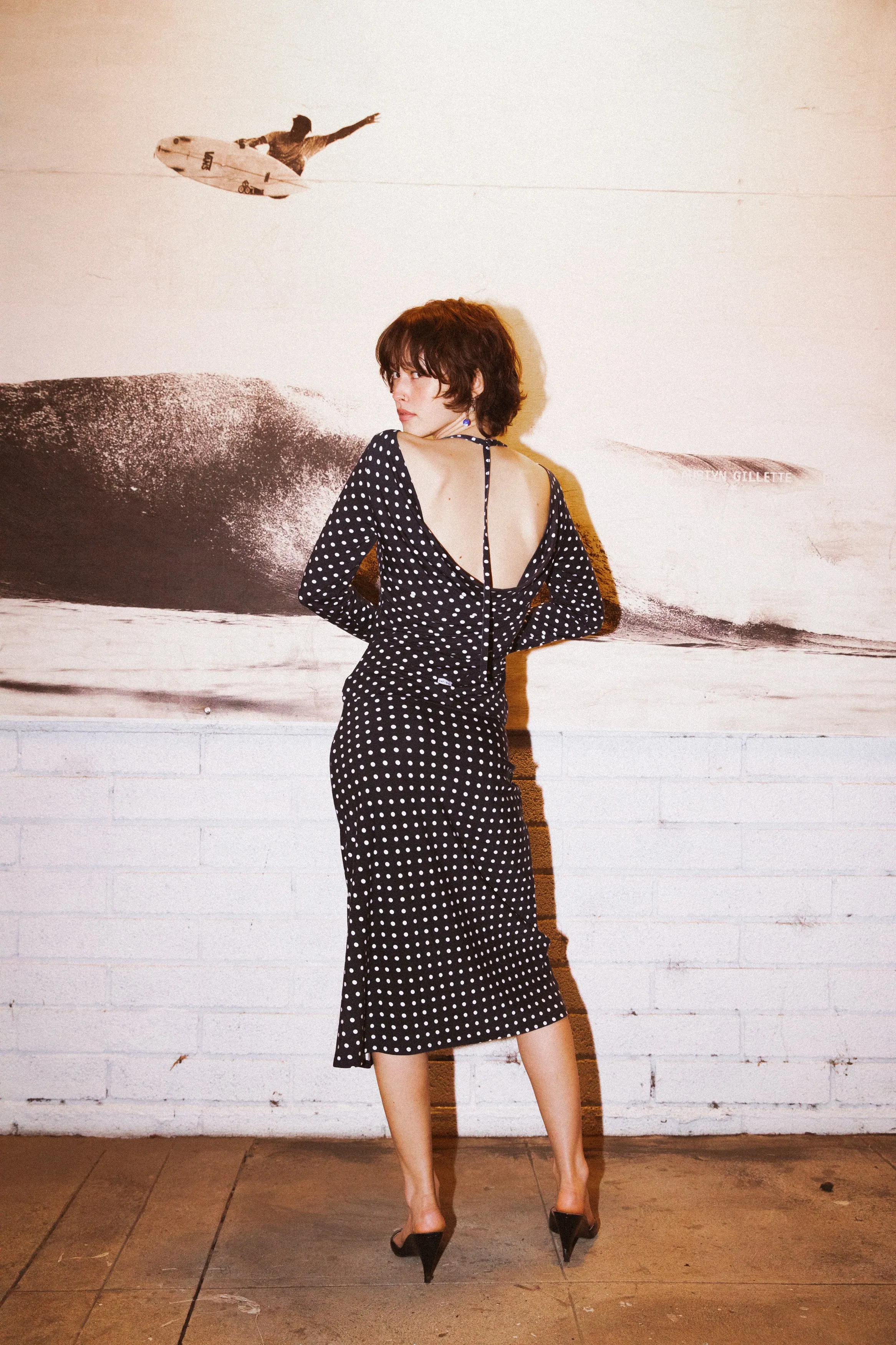 COWL BACK LONG SLEEVE IN DOMINO DOT sold by Ratboi product image thumbnail 2