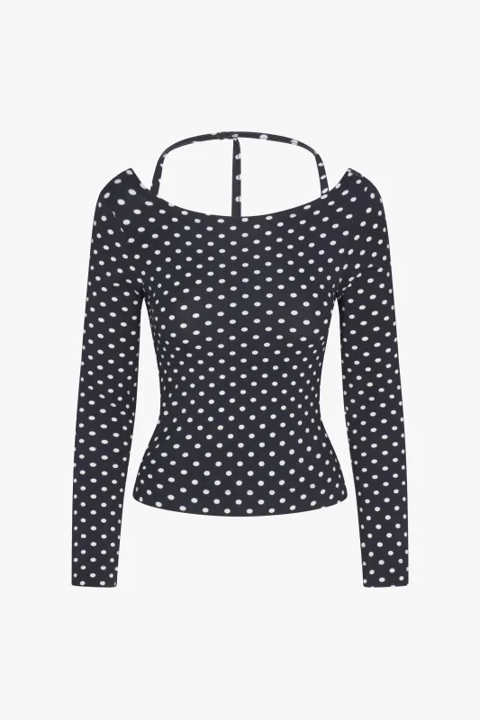 COWL BACK LONG SLEEVE IN DOMINO DOT made by Ratboi
