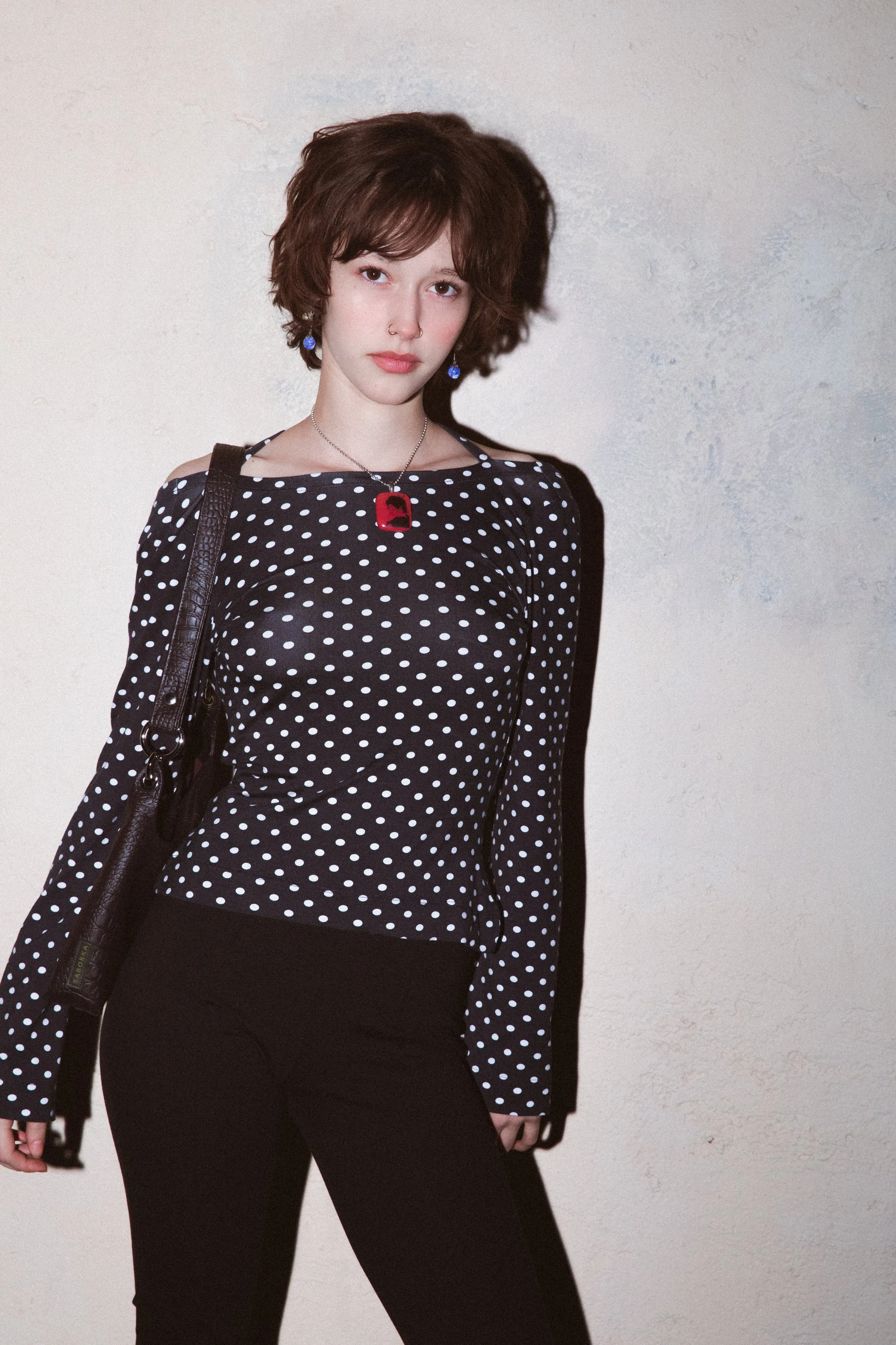 COWL BACK LONG SLEEVE IN DOMINO DOT sold by Ratboi product image thumbnail 4