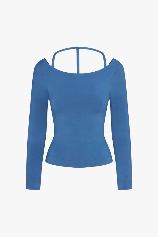 COWL BACK LONG SLEEVE IN LAZULI made by Ratboi
