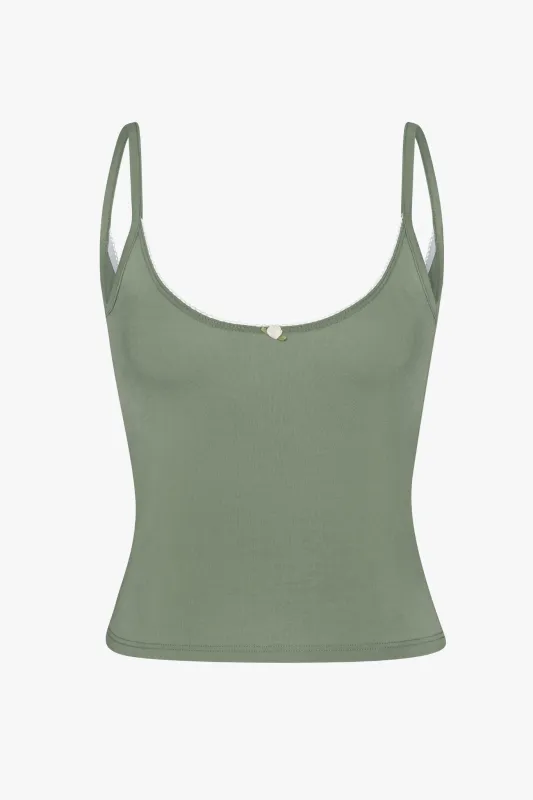 SCOOP BACK CAMI IN SAGE made by Ratboi