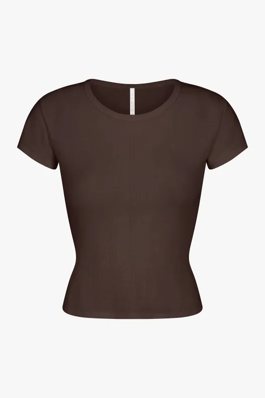 PERFECT T-SHIRT IN COCOA POINTELLE made by Ratboi