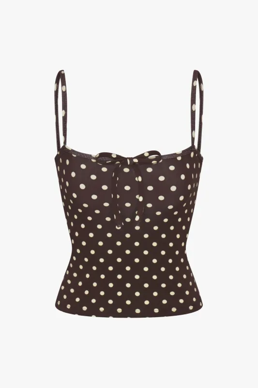TIE CAMI IN ESPRESSO DOT made by Ratboi