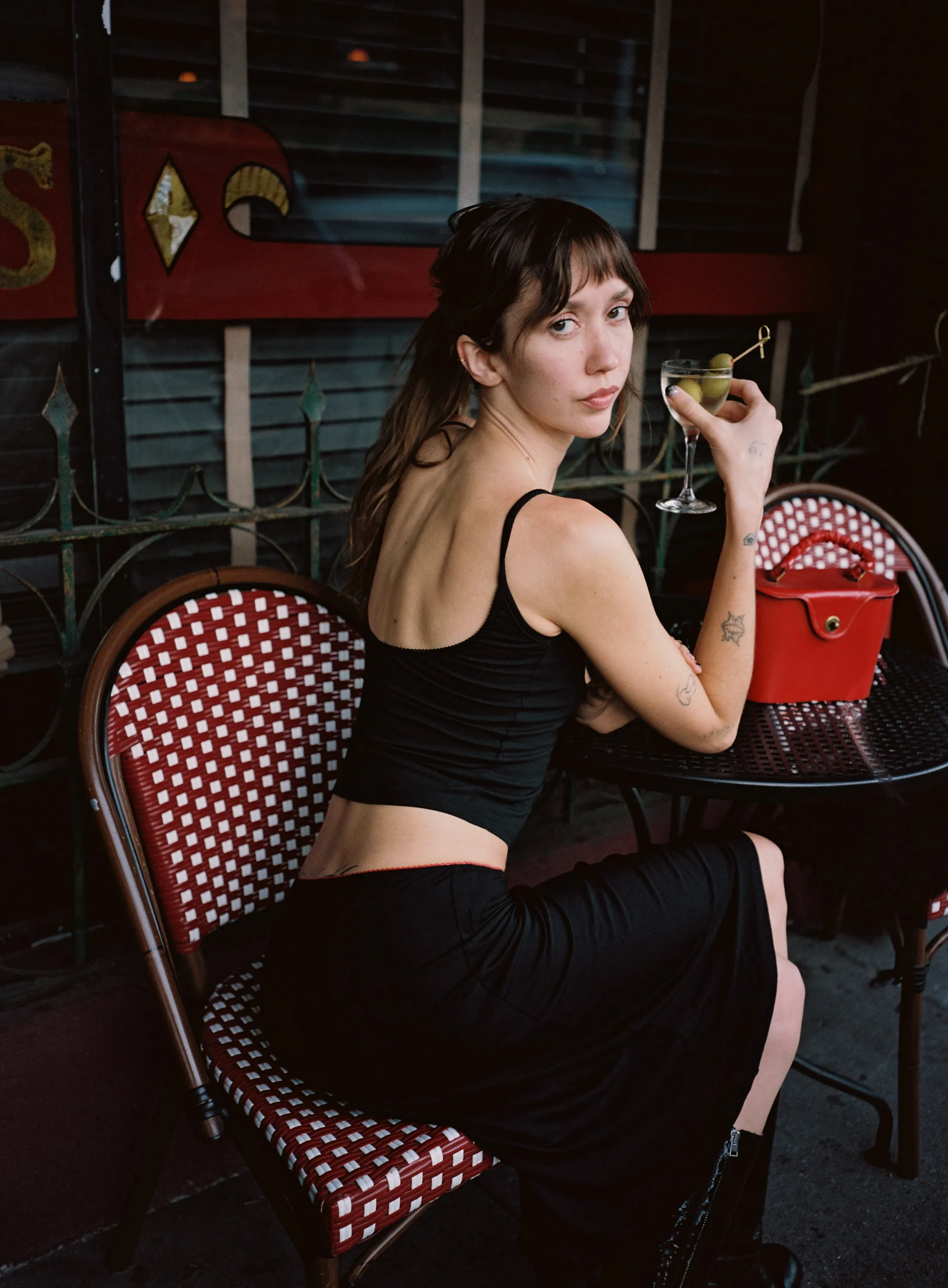 BIAS MIDI SLIP SKIRT IN ONYX/CHERRY sold by Ratboi product image thumbnail 3