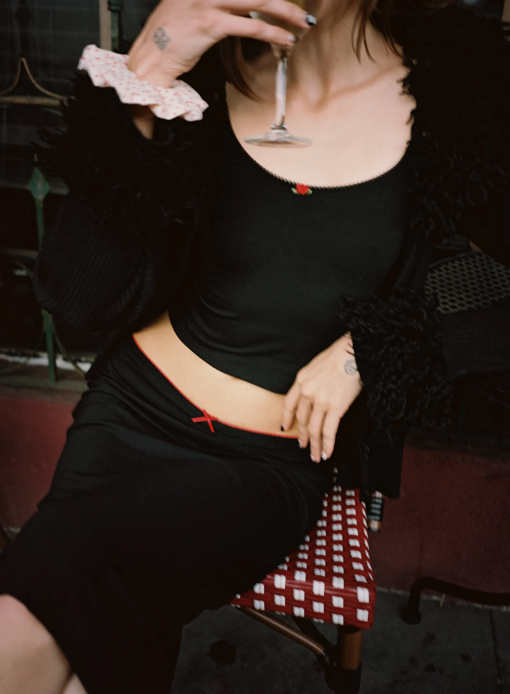 BIAS MIDI SLIP SKIRT IN ONYX/CHERRY sold by Ratboi product image thumbnail 2