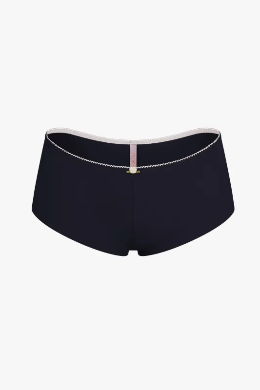 LOW RISE SHORTY BOI BRIEF IN NAVY made by Ratboi