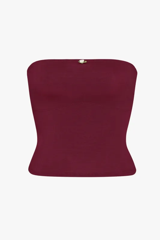 LINED CONTOUR TUBE TOP IN BORDEAUX made by Ratboi