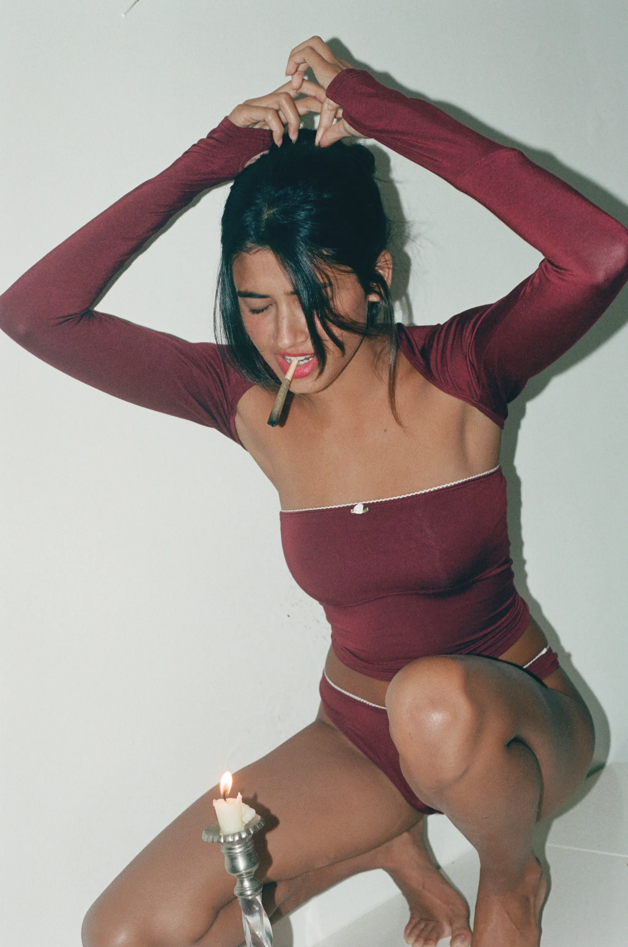 LINED CONTOUR TUBE TOP IN BORDEAUX sold by Ratboi product image thumbnail 3