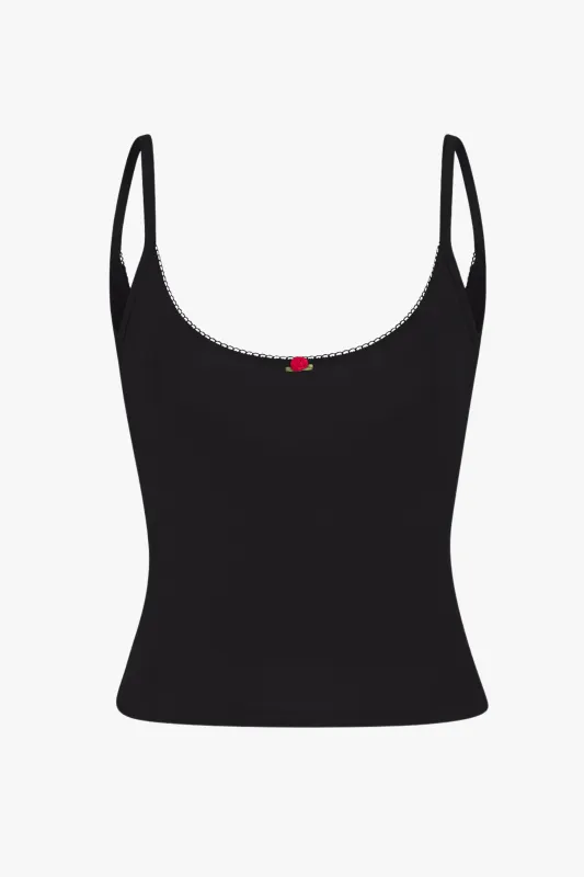 SCOOP BACK CAMI IN ONYX made by Ratboi