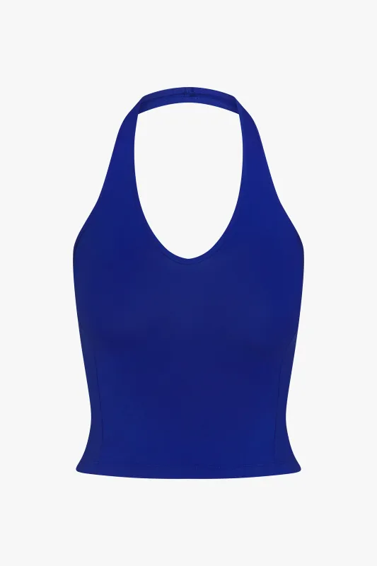 SPORTY HALTER TOP IN COBALT made by Ratboi