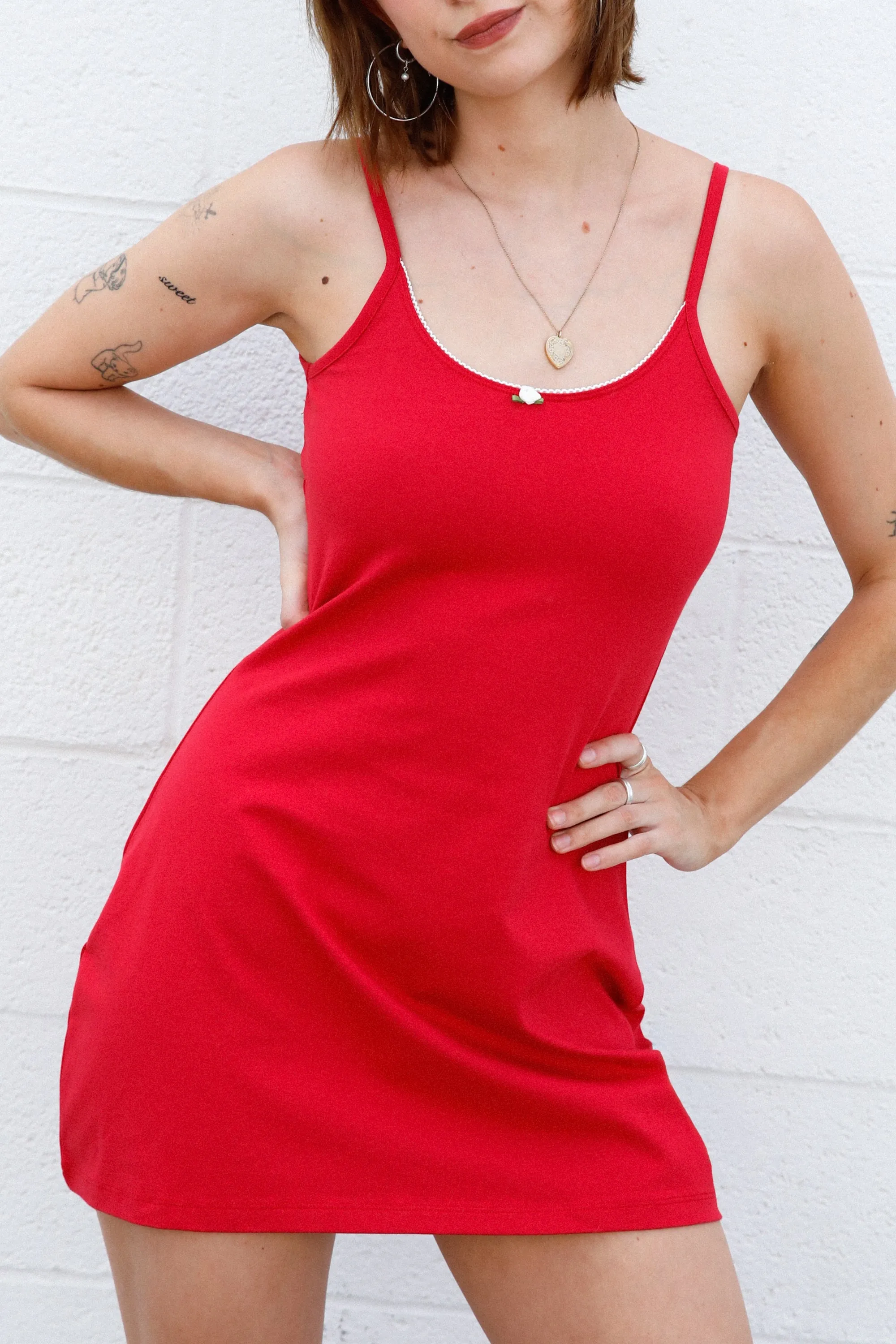 SCOOP BACK CAMI DRESS IN CHERRY sold by Ratboi product image thumbnail 2