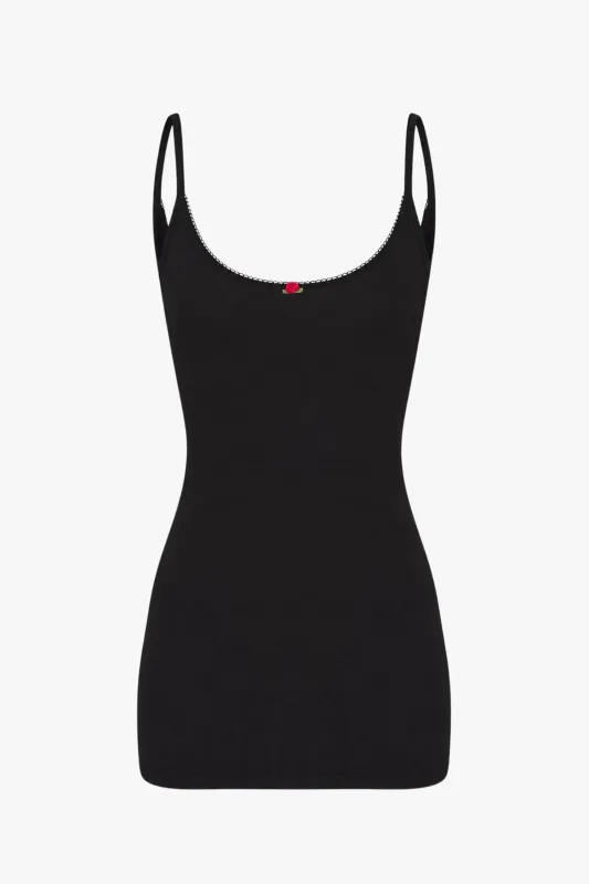 SCOOP BACK CAMI DRESS IN ONYX made by Ratboi