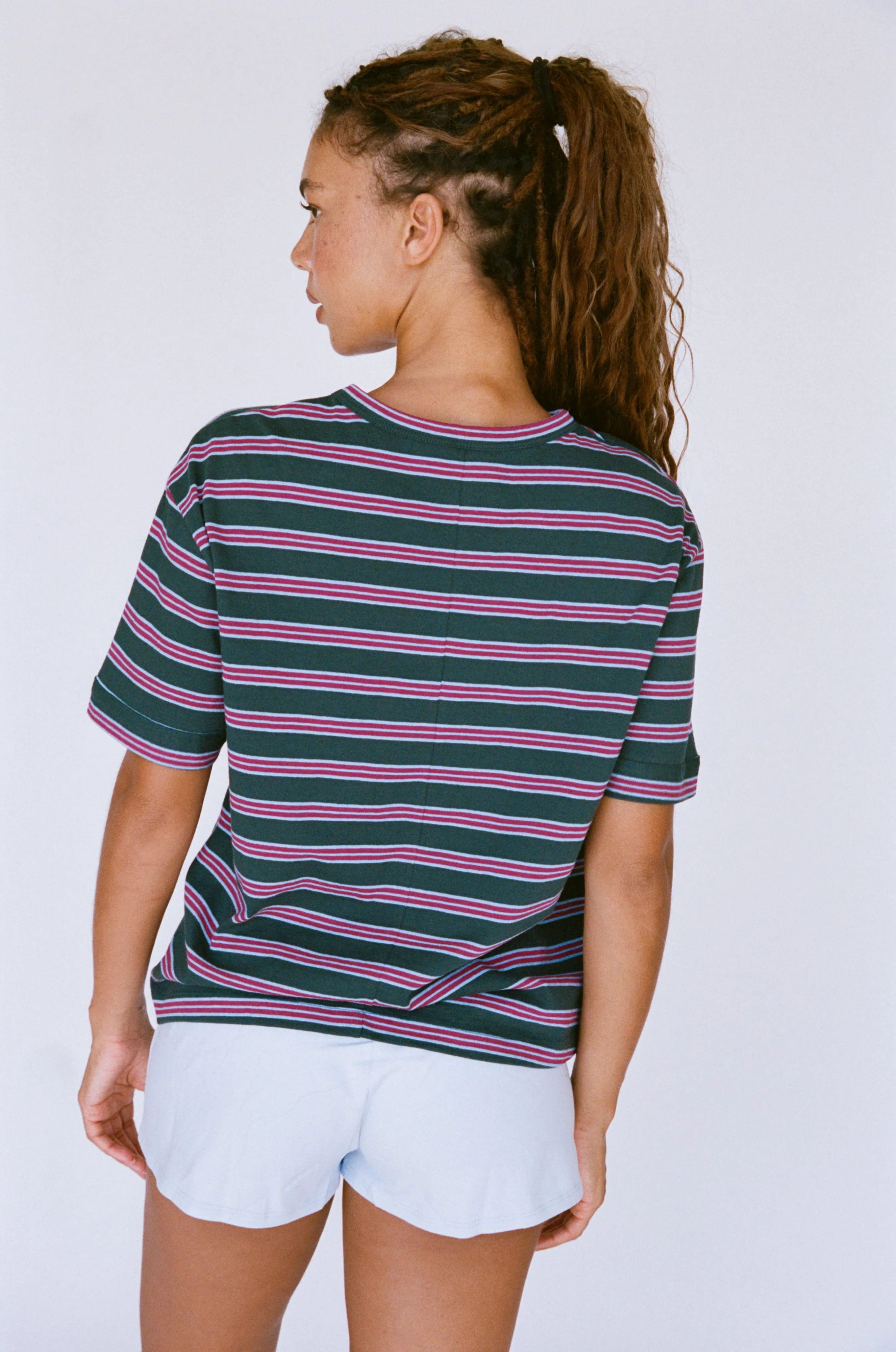 OVERSIZED BOIFRIEND T-SHIRT IN JEWEL STRIPE sold by Ratboi product image thumbnail 3