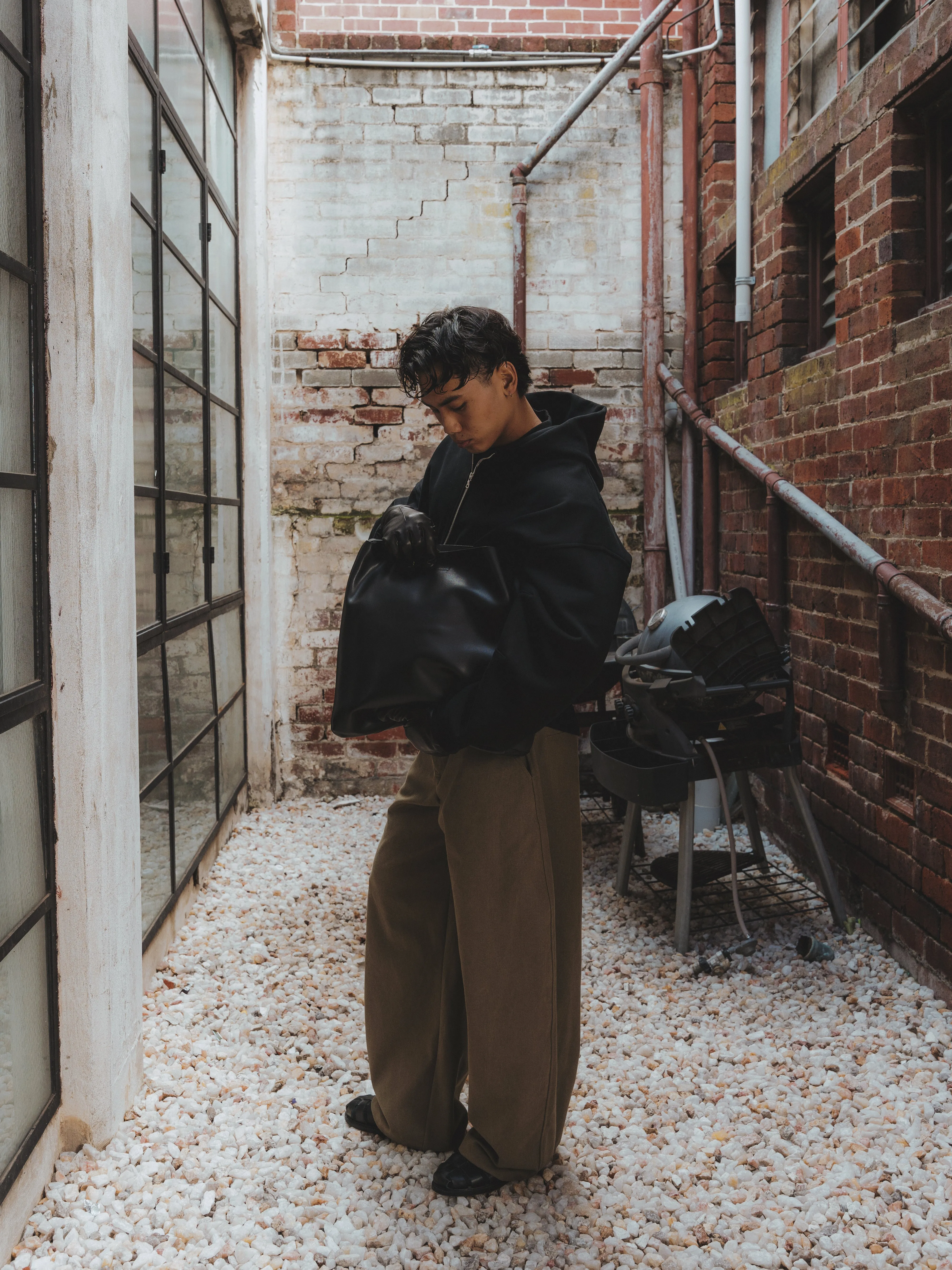 ZIP-UP HOODED SWEATSHIRT - SOFT BLACK sold by Solace Theory product image thumbnail 2