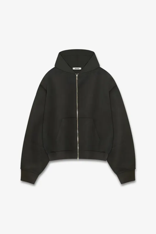 ZIP-UP HOODED SWEATSHIRT - SOFT BLACK made by Solace Theory