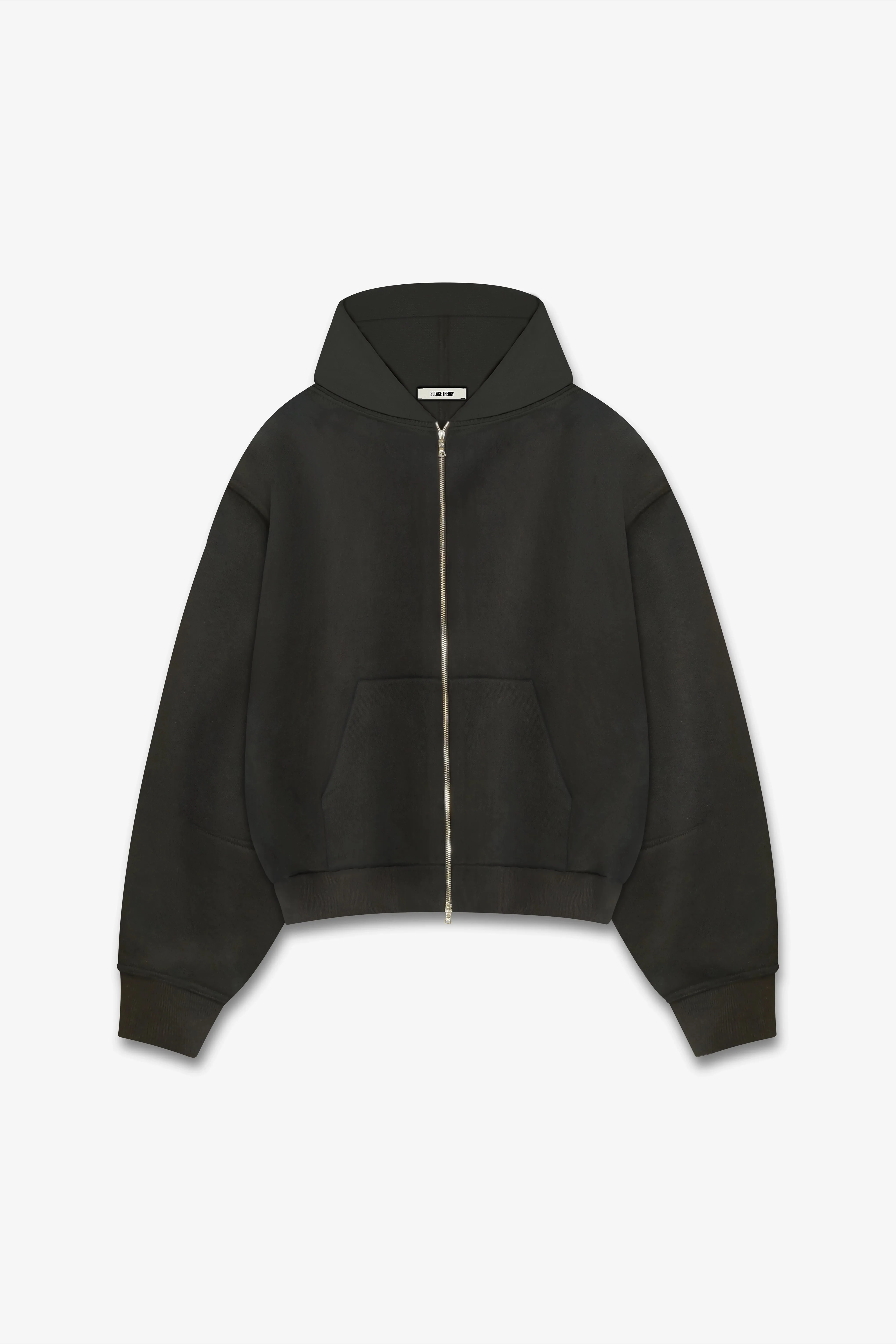 ZIP-UP HOODED SWEATSHIRT - SOFT BLACK sold by Solace Theory
