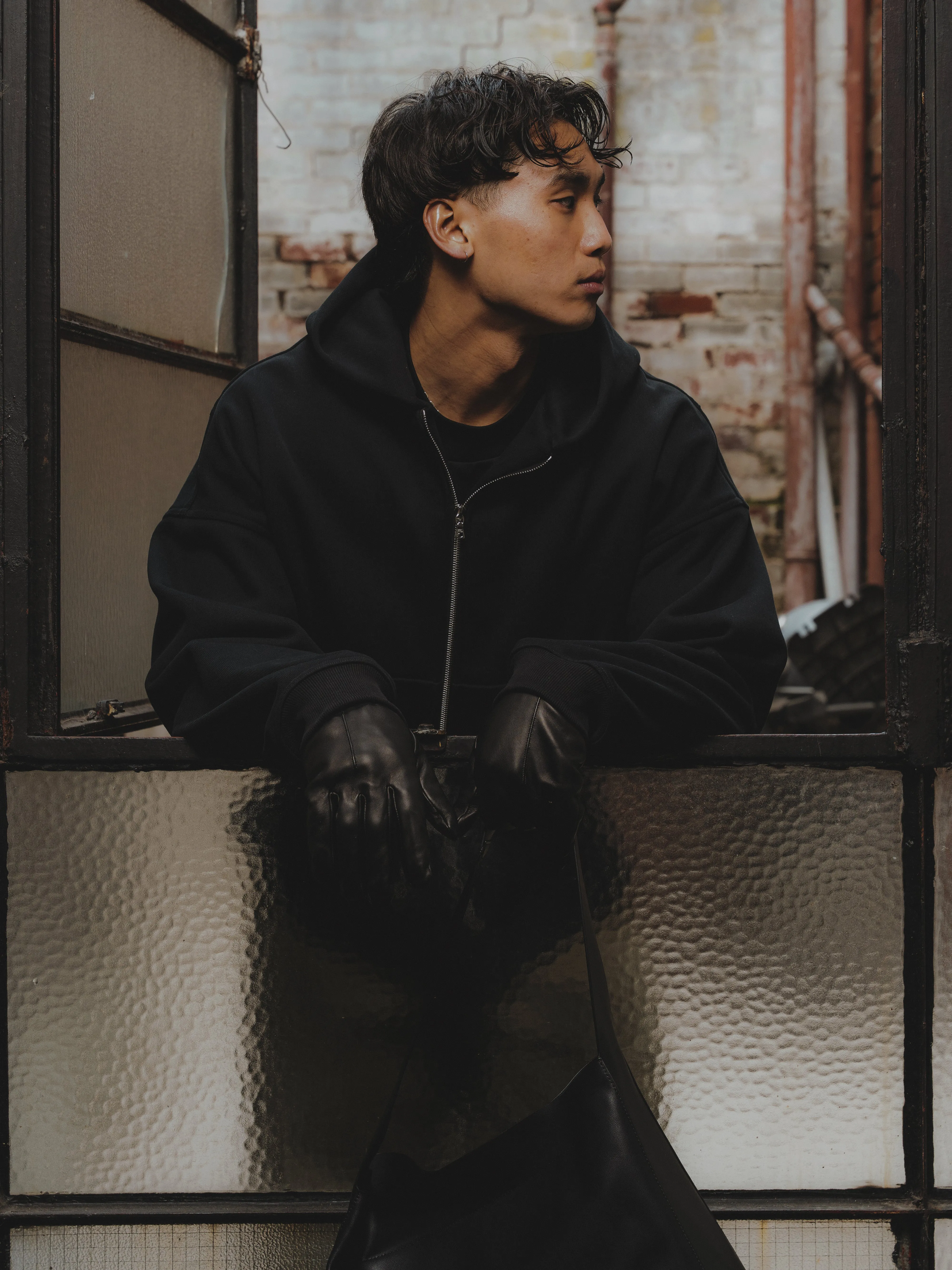 ZIP-UP HOODED SWEATSHIRT - SOFT BLACK sold by Solace Theory product image thumbnail 3