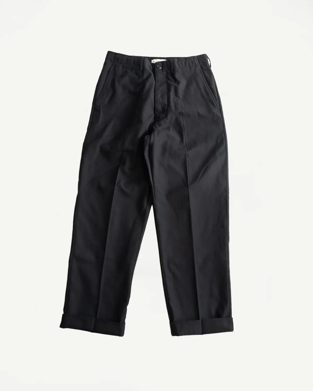 CHINO01WOCO.99 - 1920s Refined Wool-Cotton Worker Chino - Deep Black sold by Dant